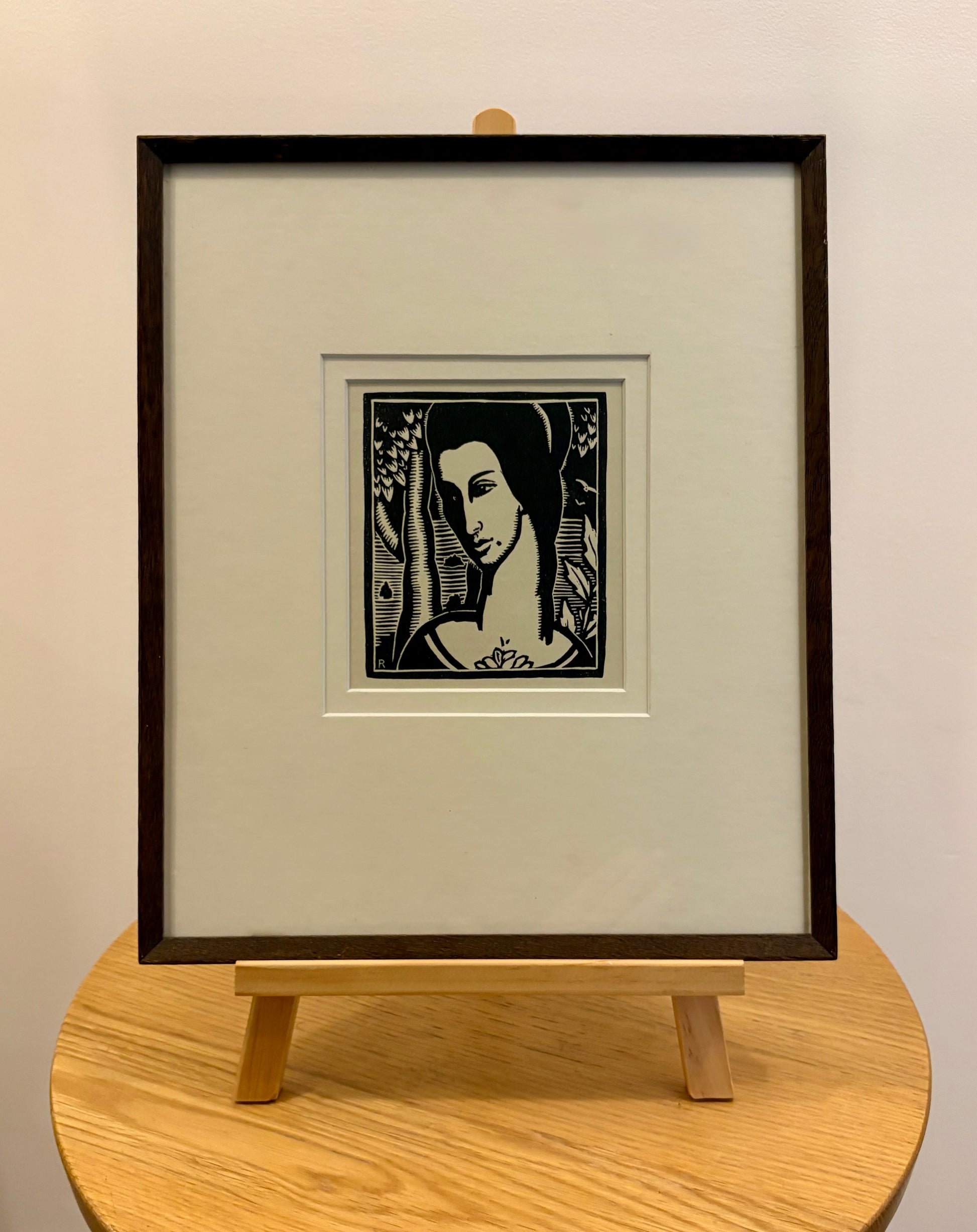 1934 Antique Art Deco print, Rex Wood, after the linocut, framed vintage art
