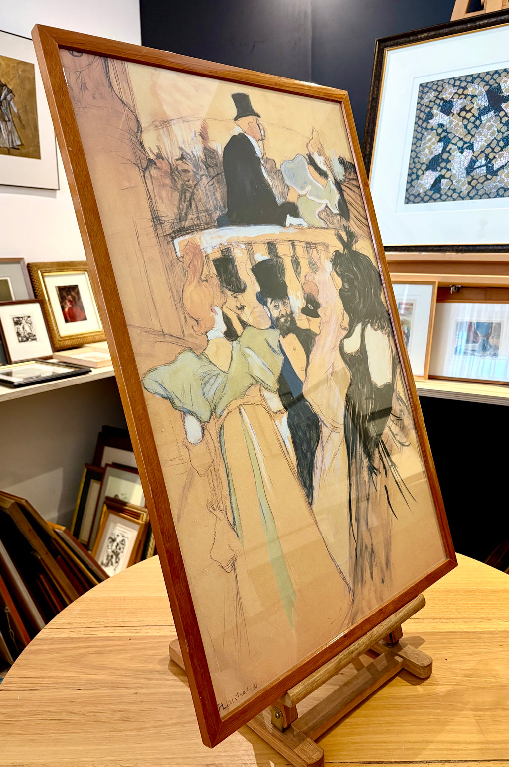 Large vintage print, Art Nouveau, Toulouse Lautrec, framed art