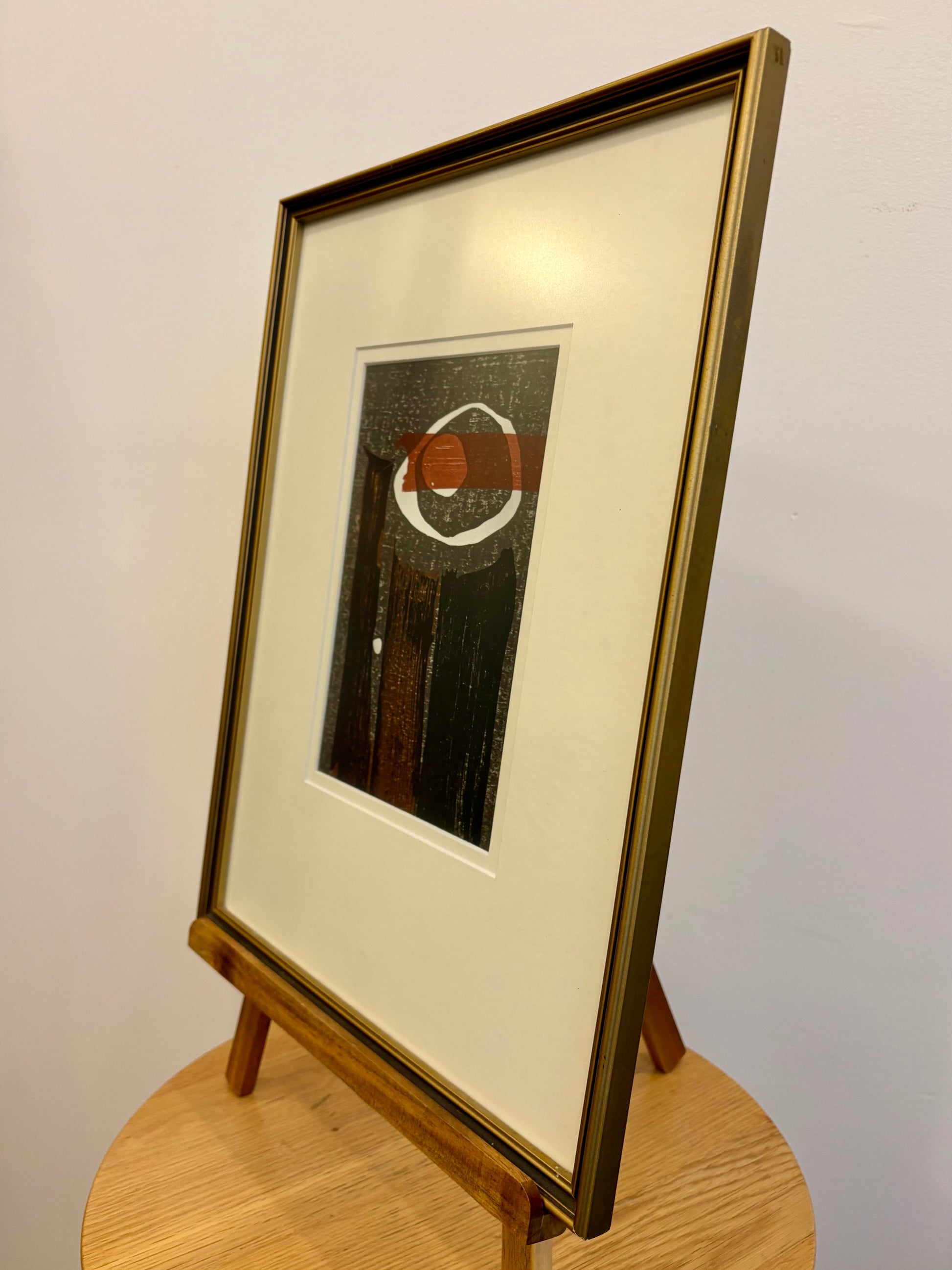 Mid Century Japanese print, 1960s reproduction, framed vintage art