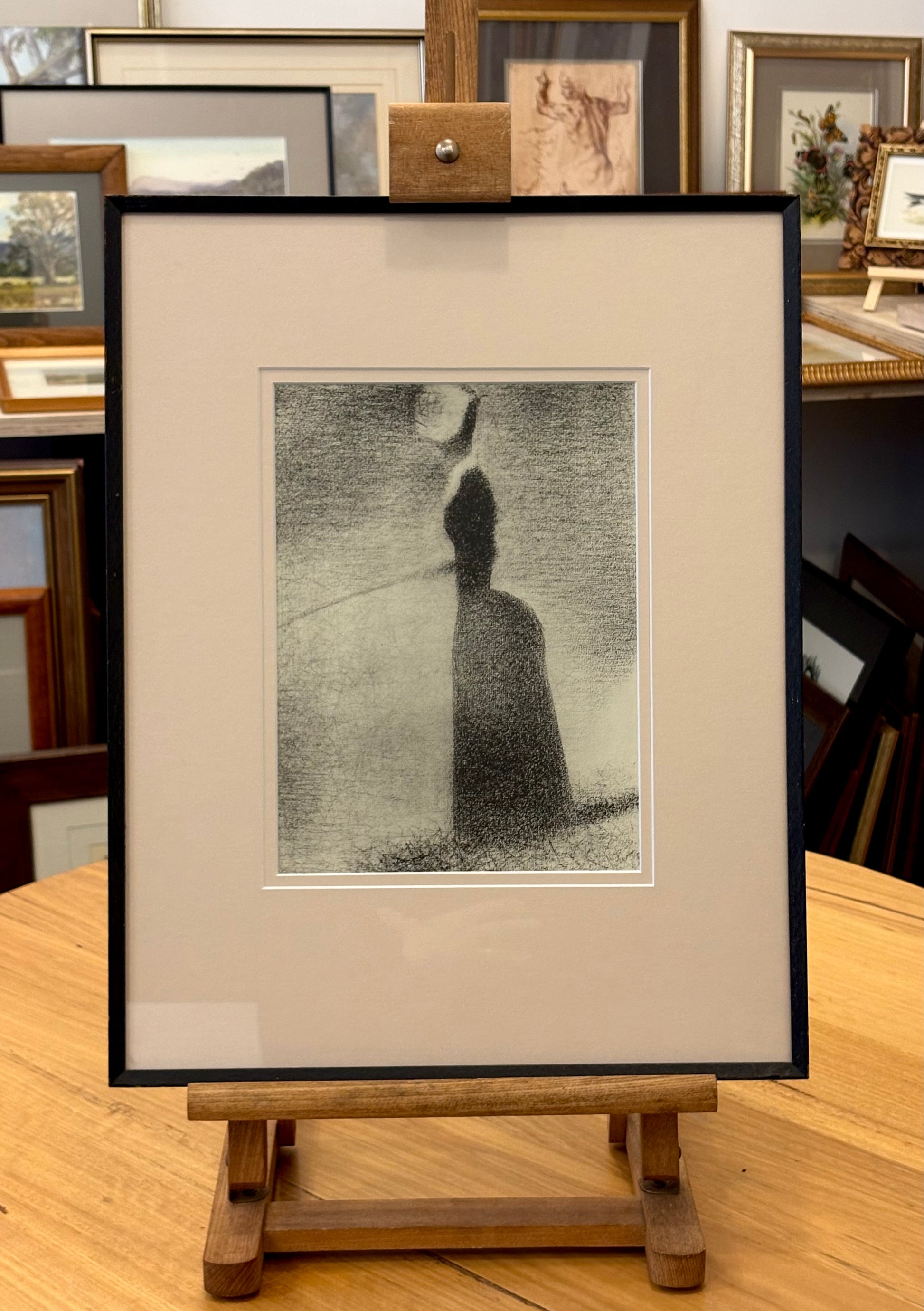 1928 Rare antique lithograph, French, Seurat, drawing folio, framed art