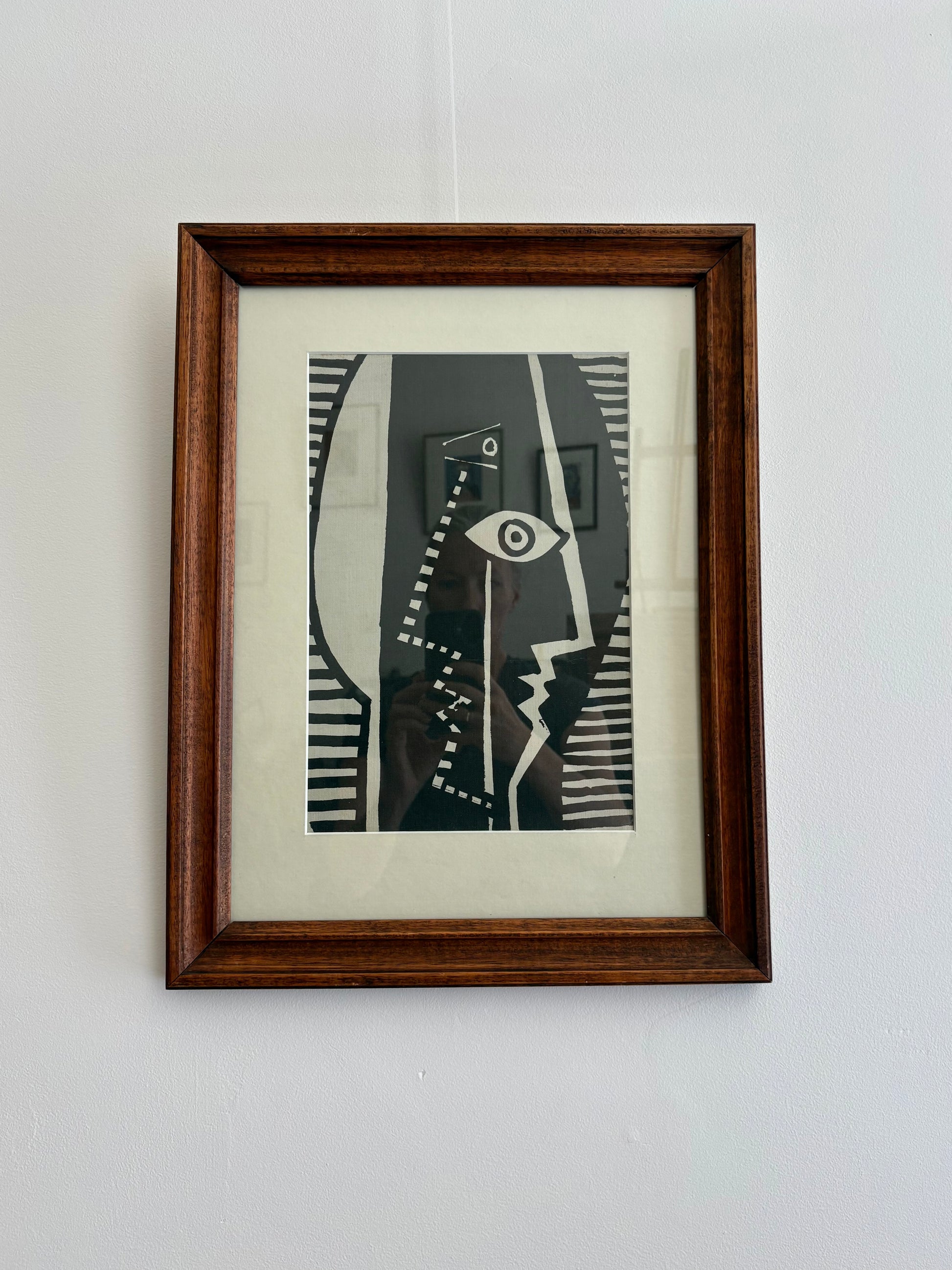 Rare mid-century 1950s Picasso print on canvas, Cubsism, portrait, framed vintage art