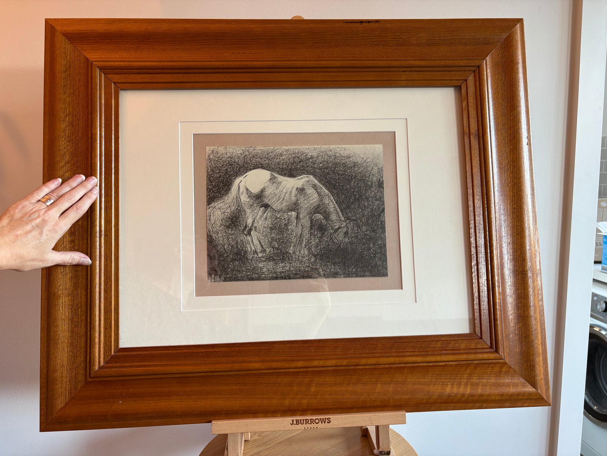 1928 Rare antique print, French, Seurat, drawing folio, framed art, portrait, horse