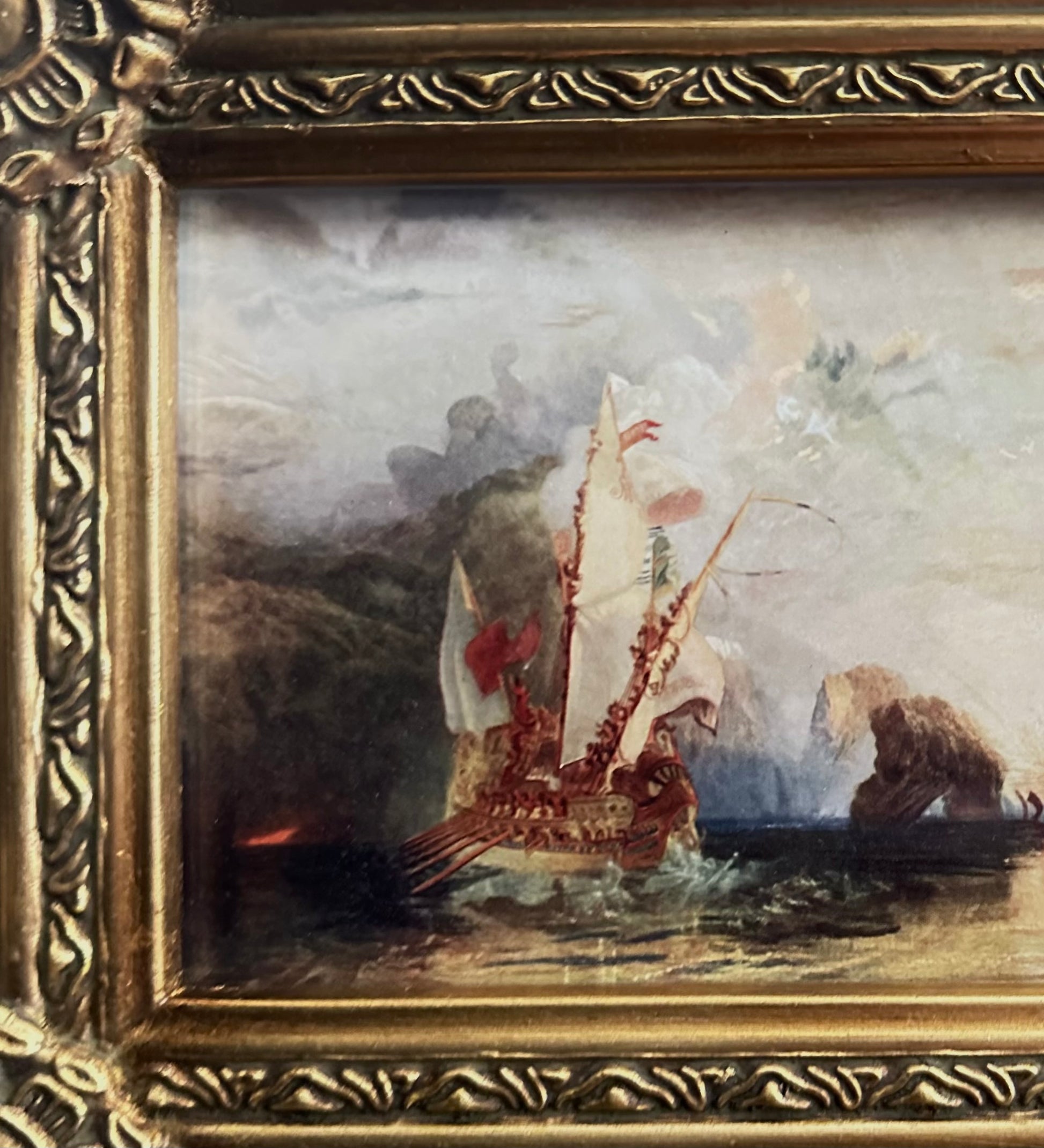 1907 JMW Turner print, “Odyssey”, antique colour offset print, gilt frame