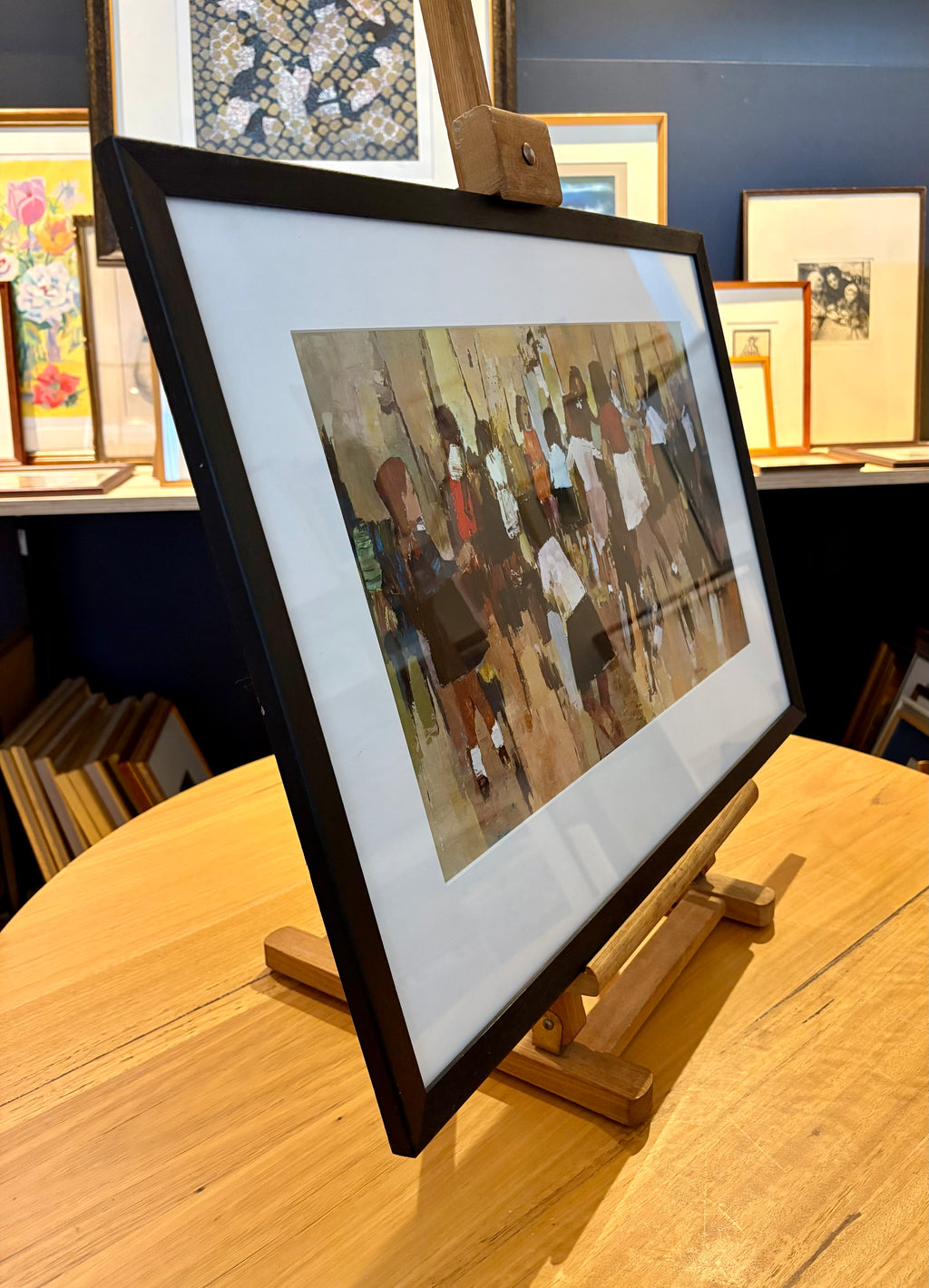 Large 1970s gallery print, John Rigby “Children Dancing, vintage framed art