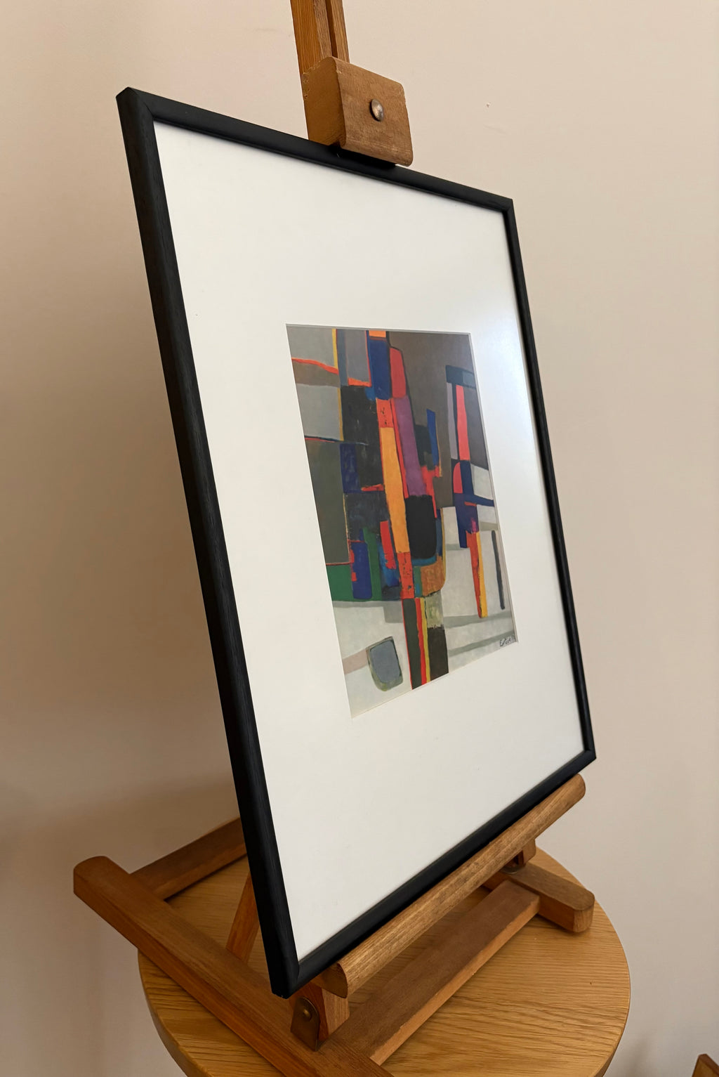1960s Abstract print, Maurice Esteve, Mid-Century, framed art, French, vintage