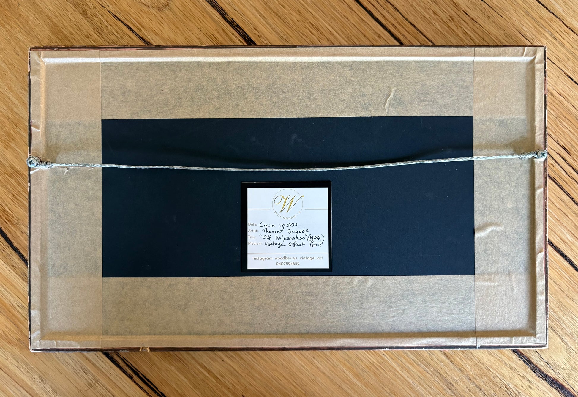 1950s vintage print after Thomas Jaques “Off Valparaiso”, framed artwork, mid century