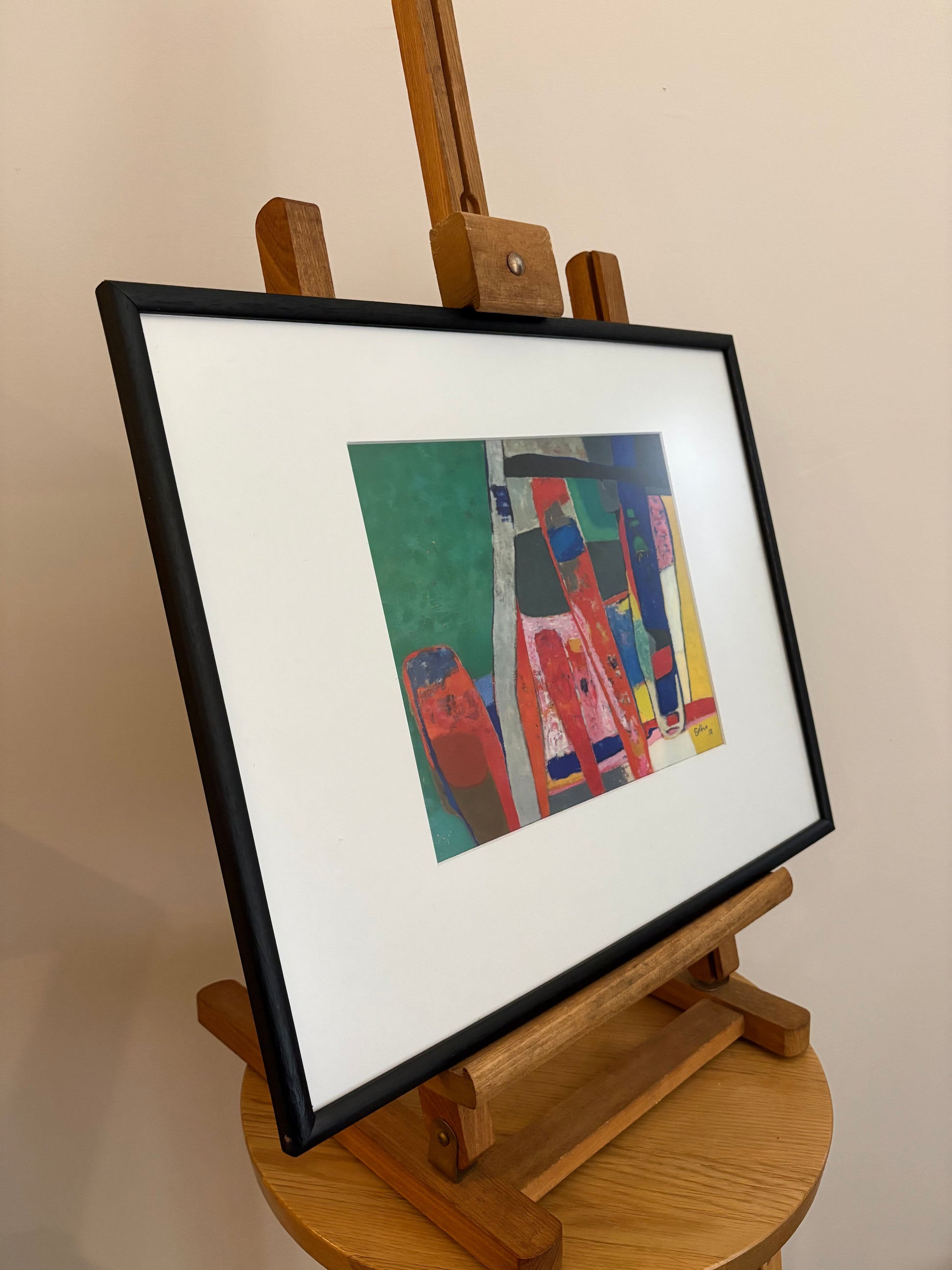 1960s Abstract print, Maurice Esteve, Mid-Century, framed art, French, vintage