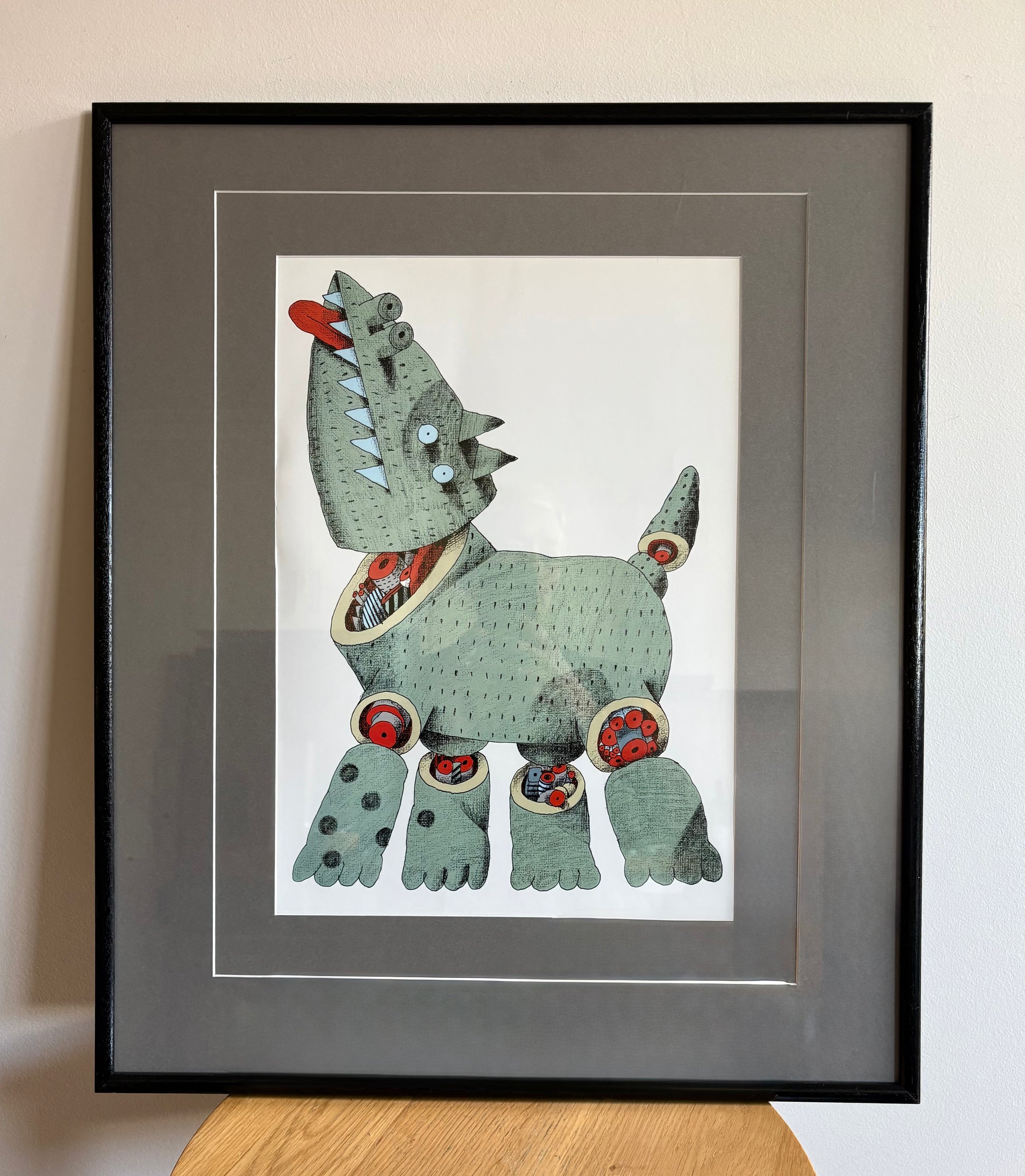 1979 Alexander Stitt limited edition lithographic print 58/350, dog, framed vintage art