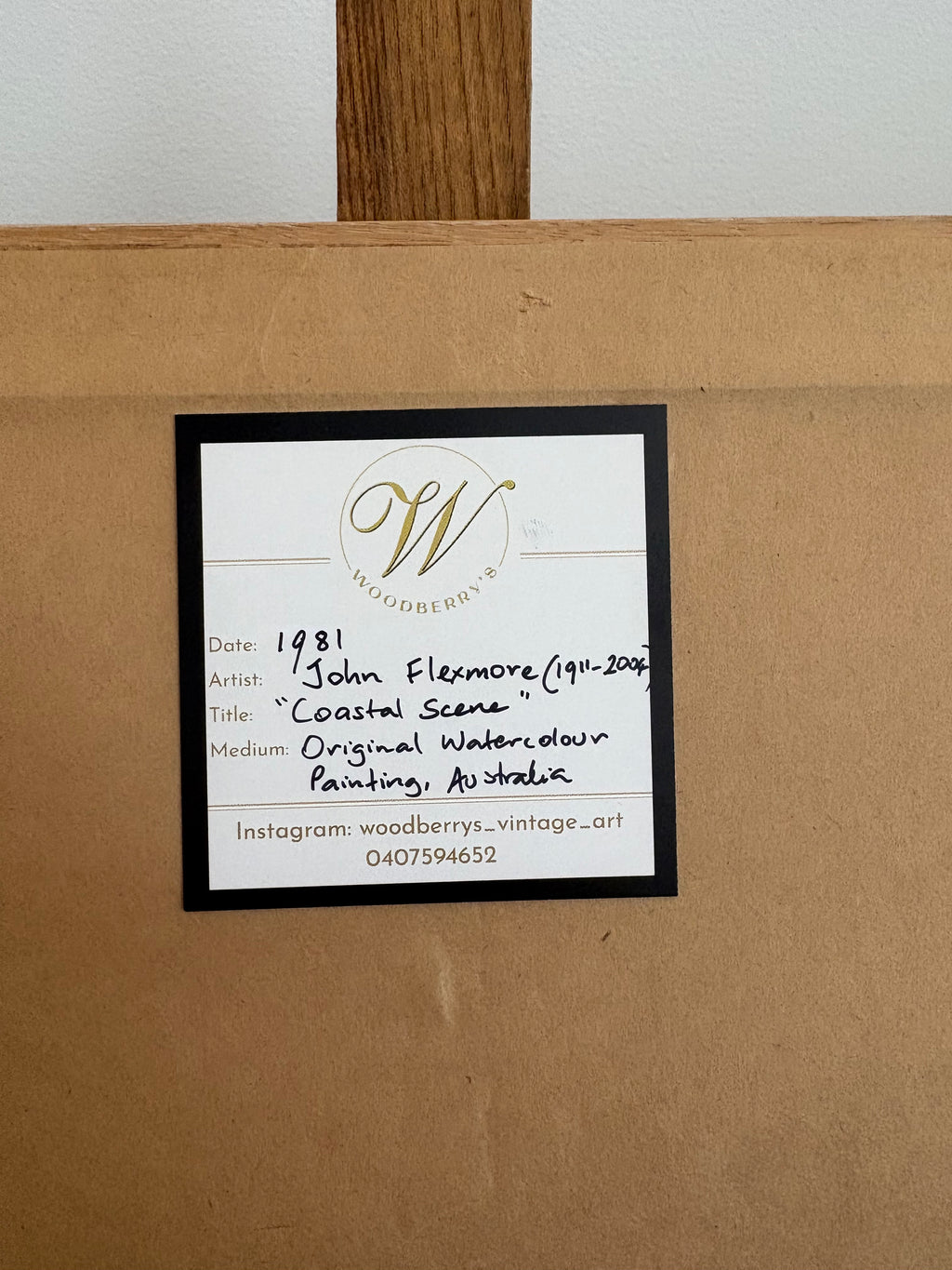 Original watercolour painting, John Flexmore, coastal scene, vintage framed art