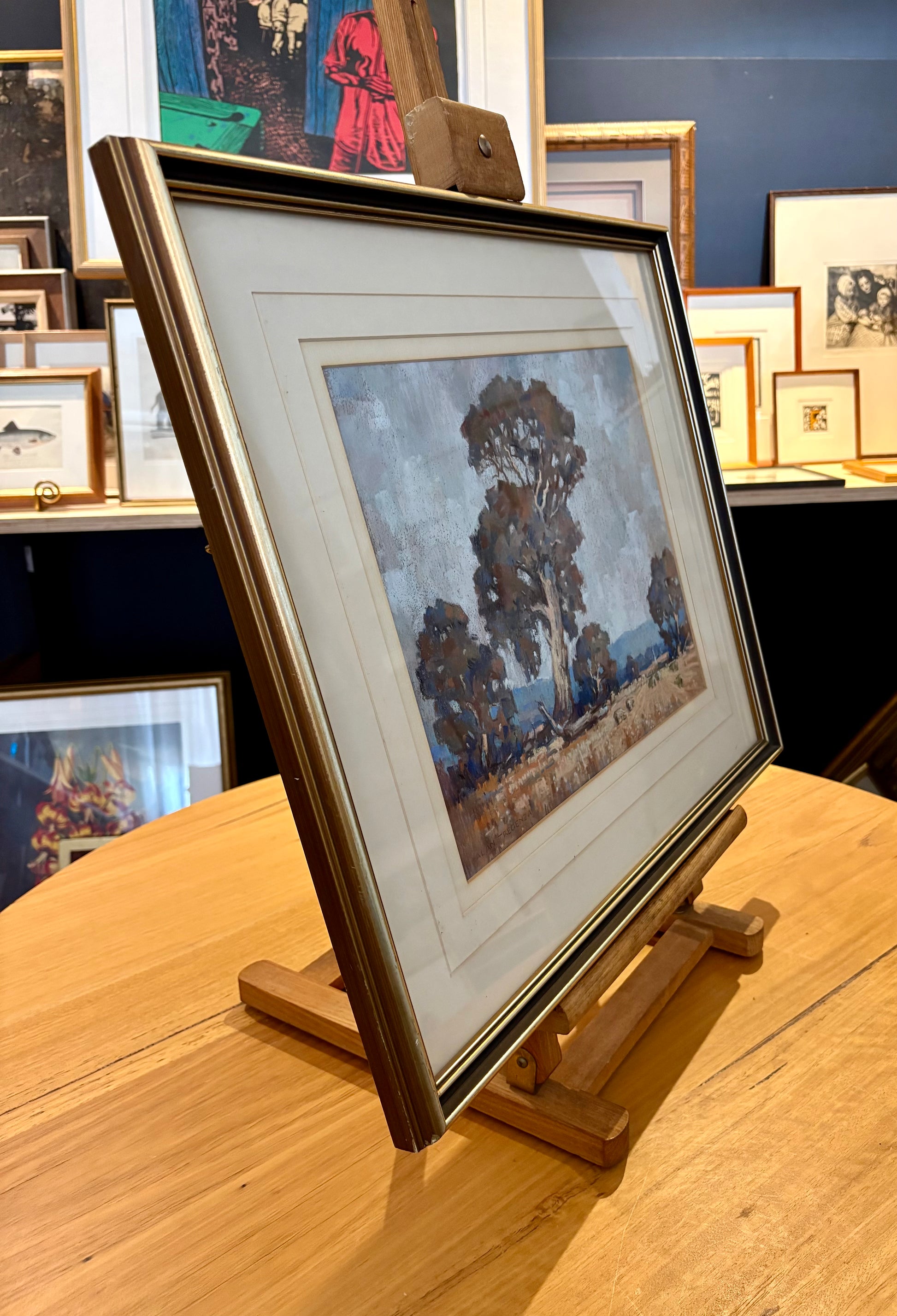 Original Alan Tregenza pastel drawing, Grampians, framed vintage art