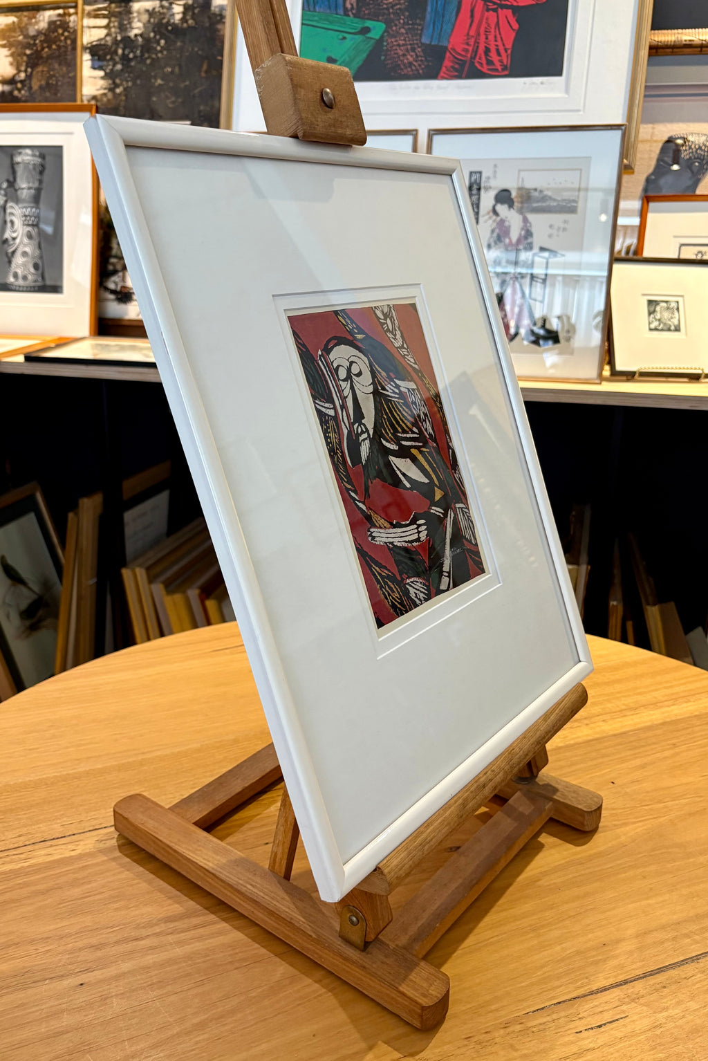 Mid Century Japanese print, 1960s reproduction, framed vintage art