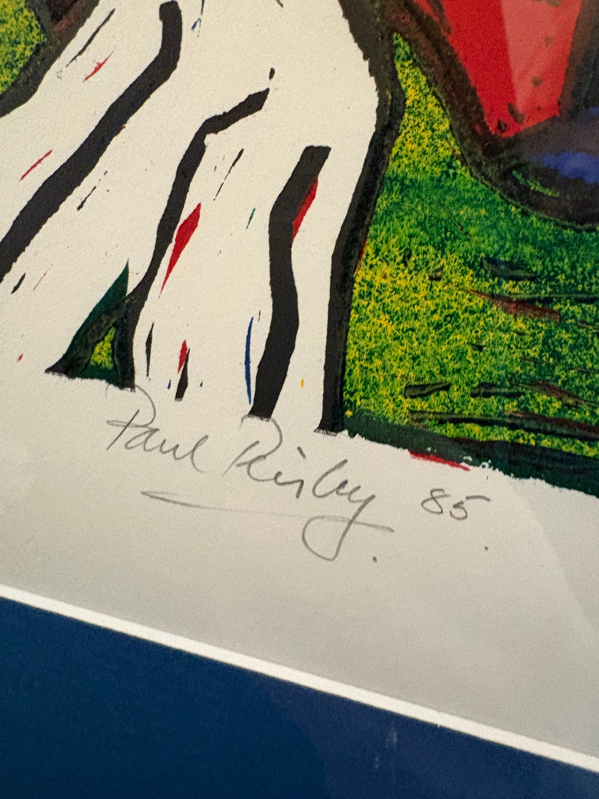 Original screen print, Paul Riley, clown, circus,framed art, vintage