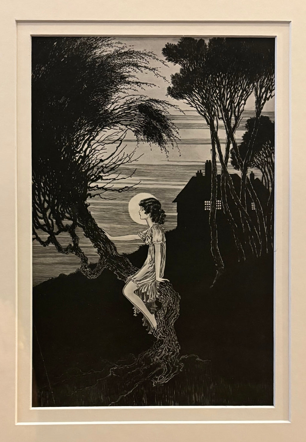 Ida Rentoul Outhwaite – Moonrise (1921), framed antique artwork