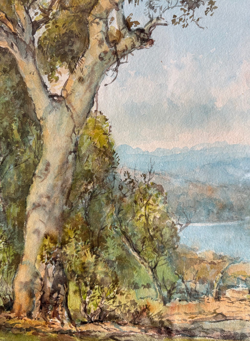 1960s original watercolour painting, Lionel David, Australian, vintage framed art