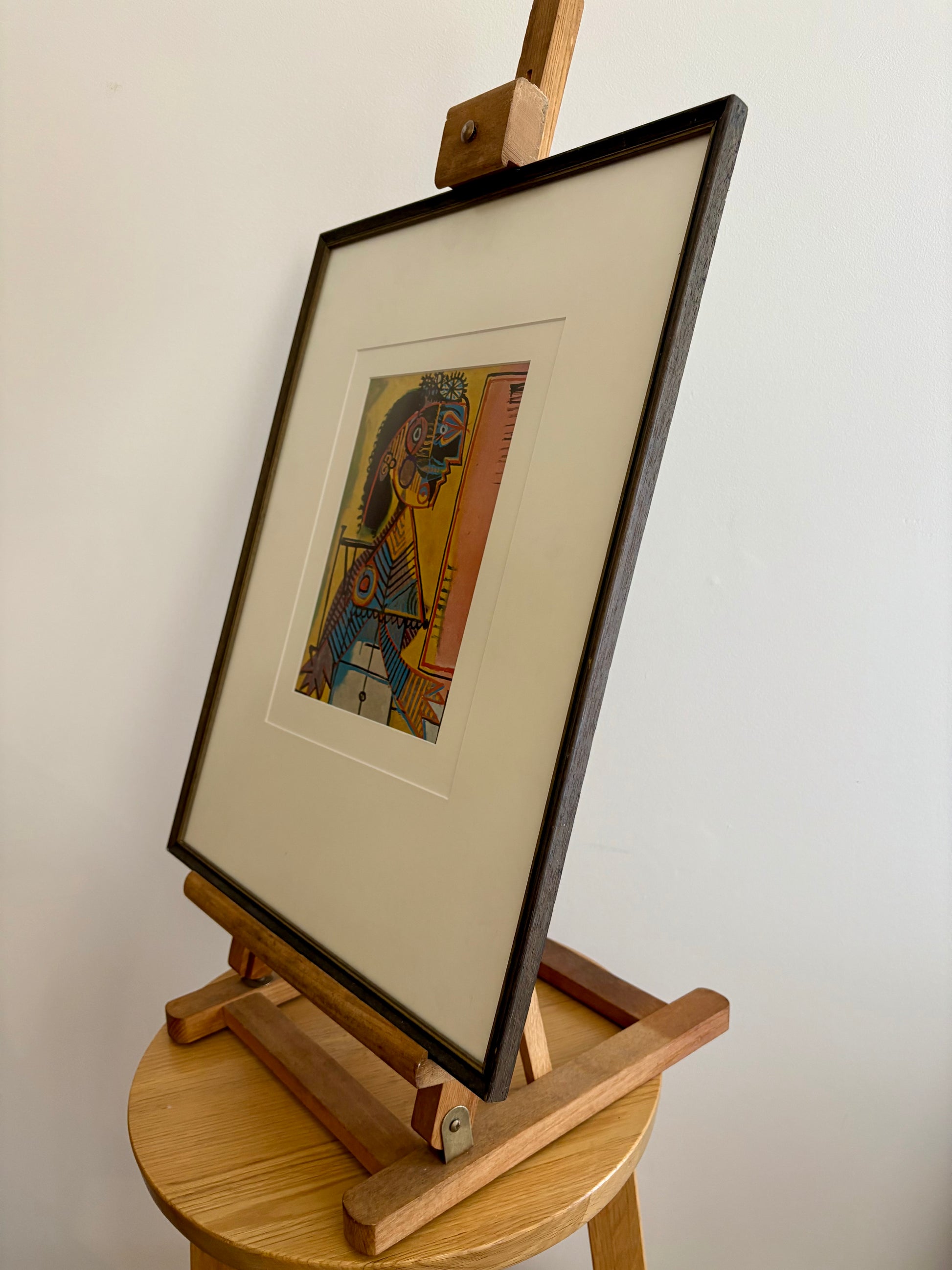 1961 Picasso print, portrait, vintage framed art, “Seated Woman (1937)” Mid Century