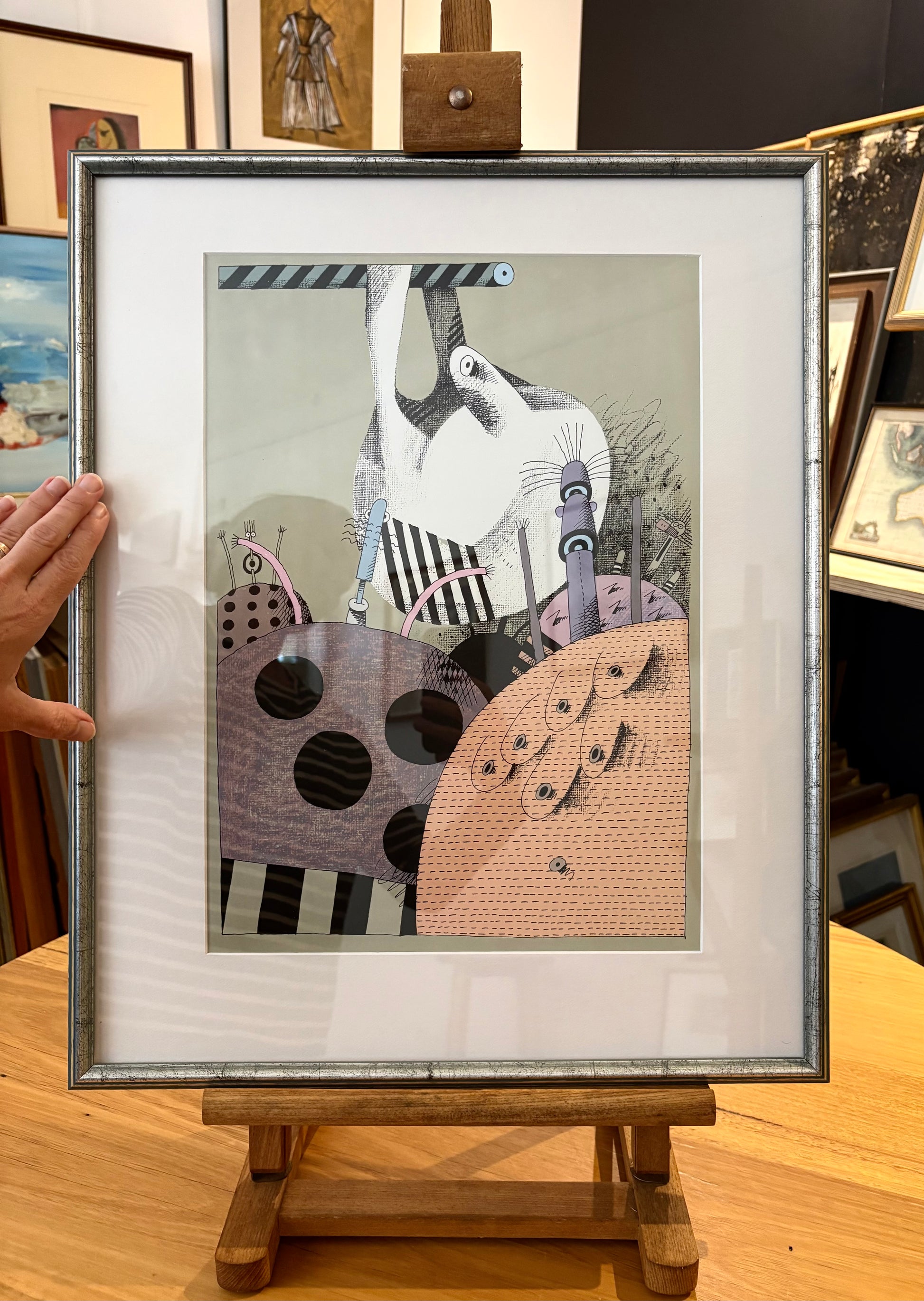 1970s Alexander Stitt limited edition lithographic print 58/350, framed vintage art