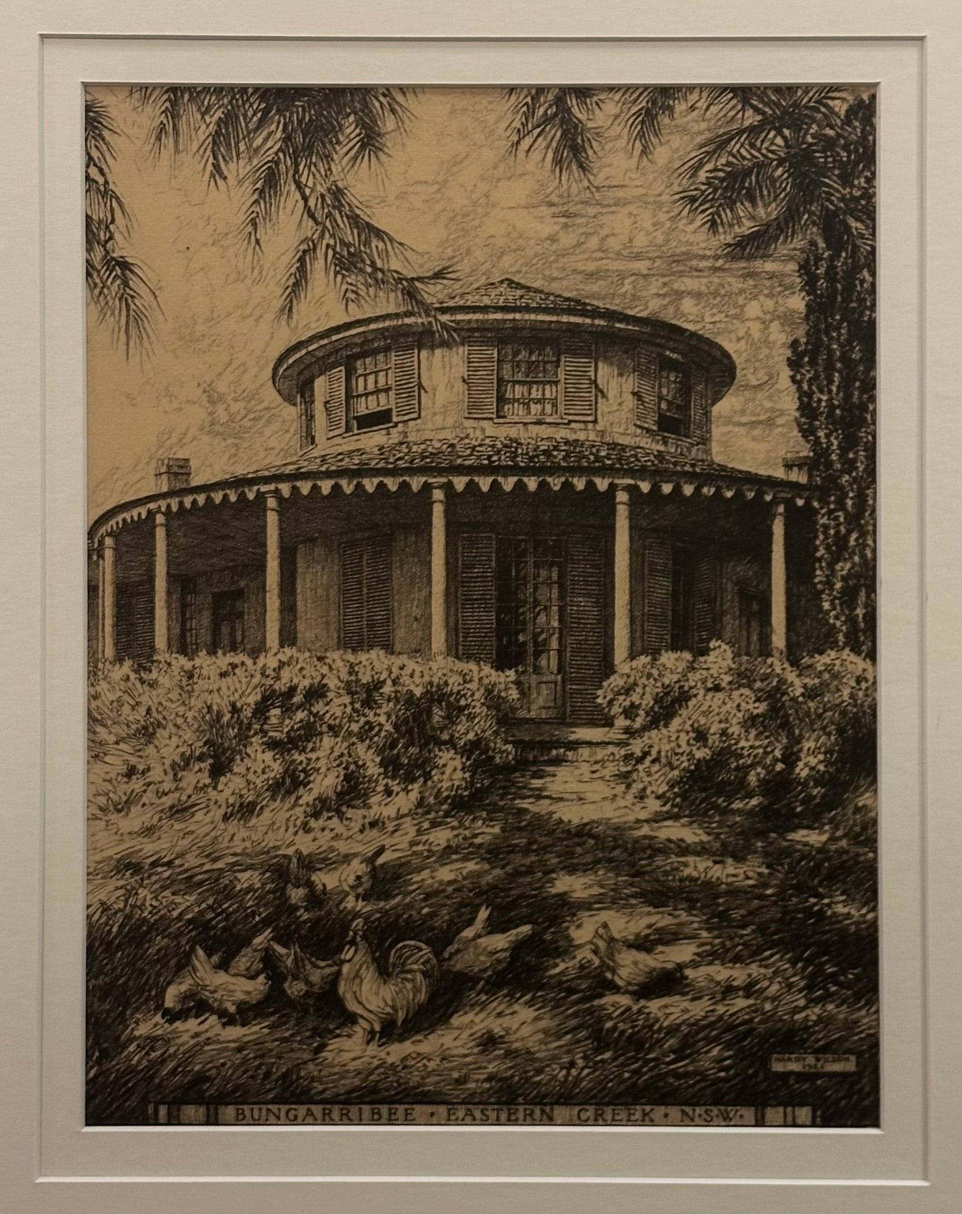 1920s Antique Hardy Wilson collotype print, Architecture, NSW, framed art