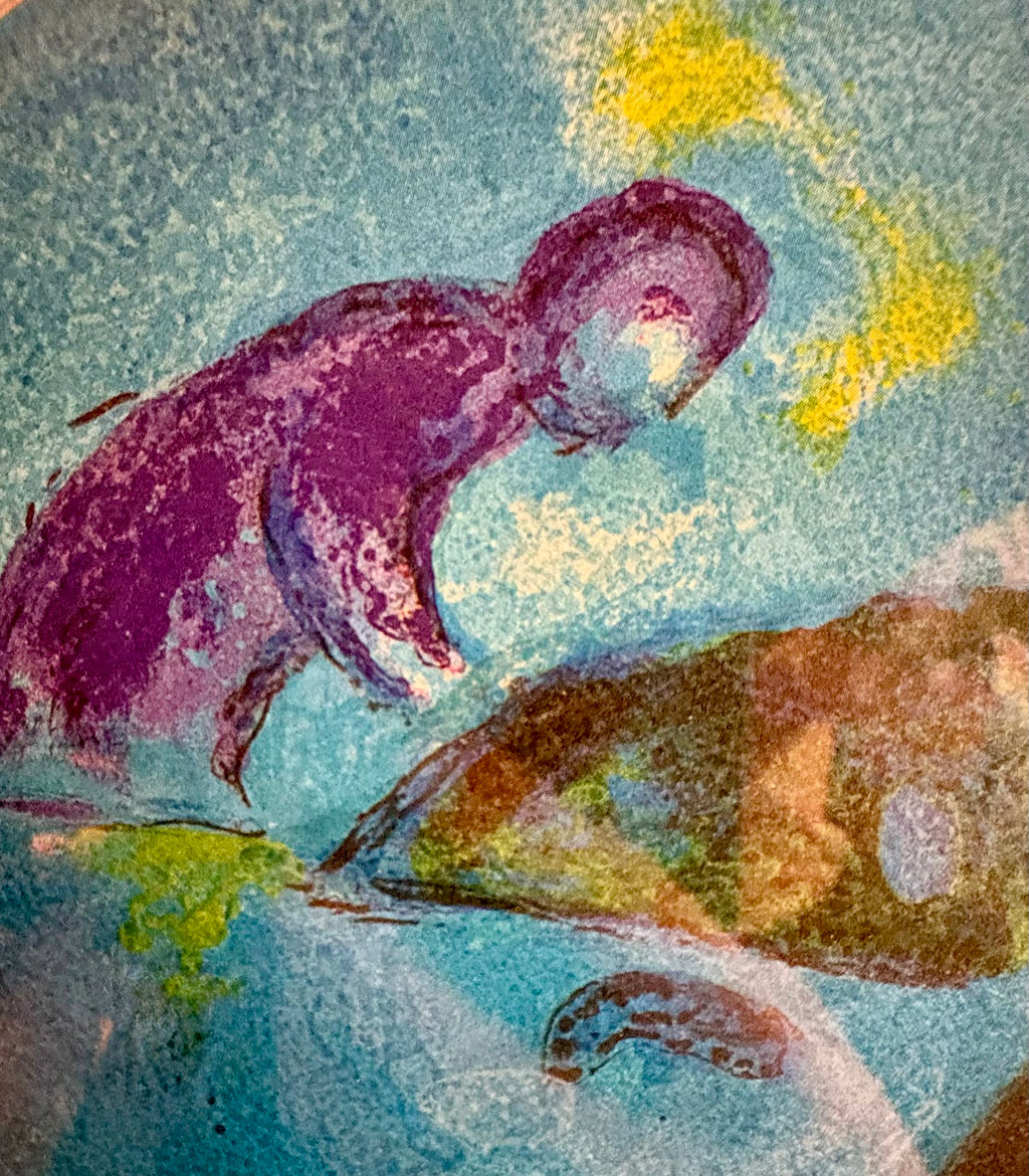 1970s vintage lithographic print, Marc Chagall "Daphnis and Chloe", framed art, Mid-Century