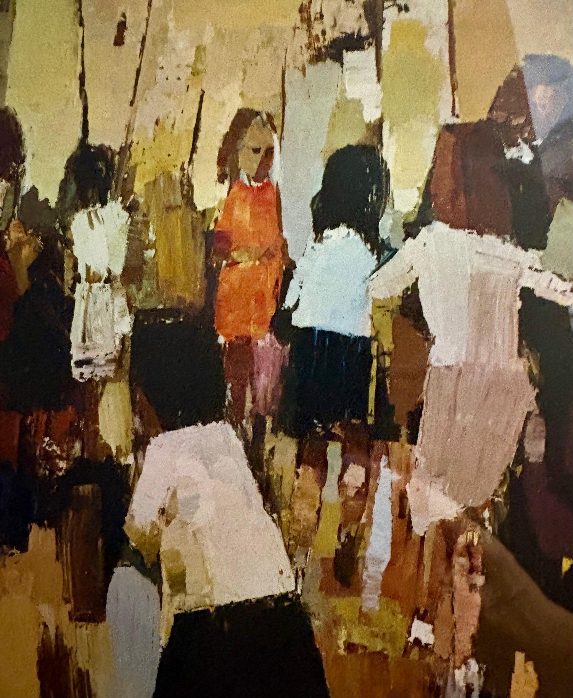 Large 1970s gallery print, John Rigby “Children Dancing, vintage framed art