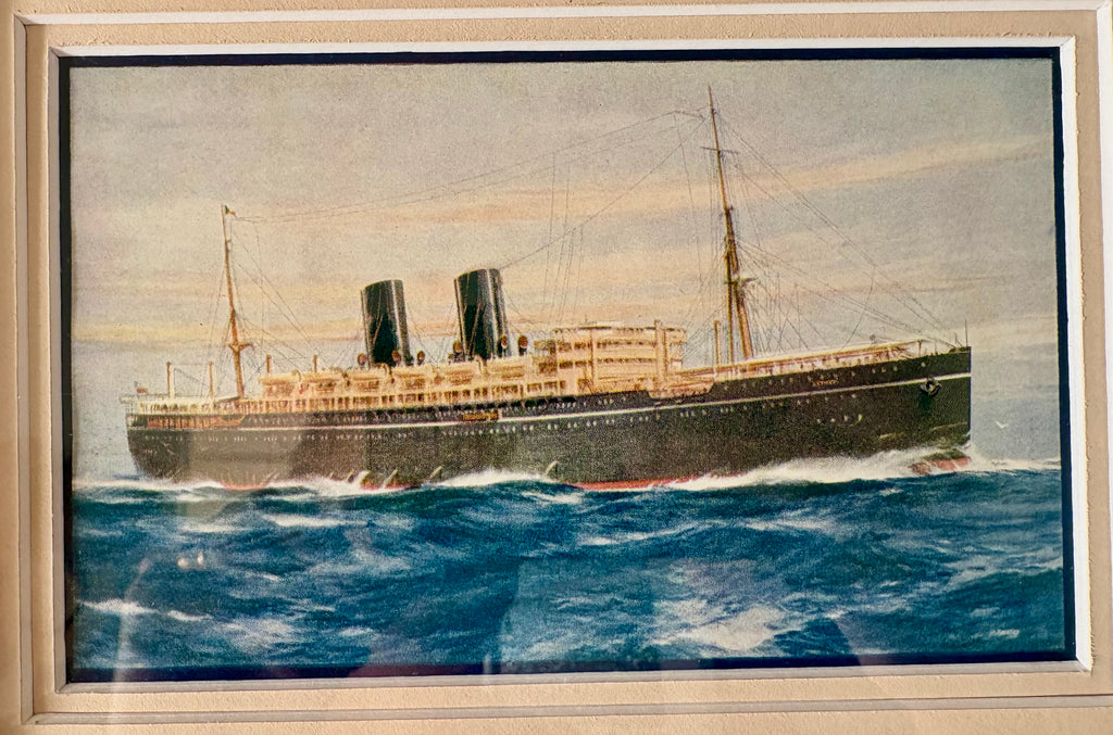 1920s Antique Australian ship prints, pair, silky oak frame