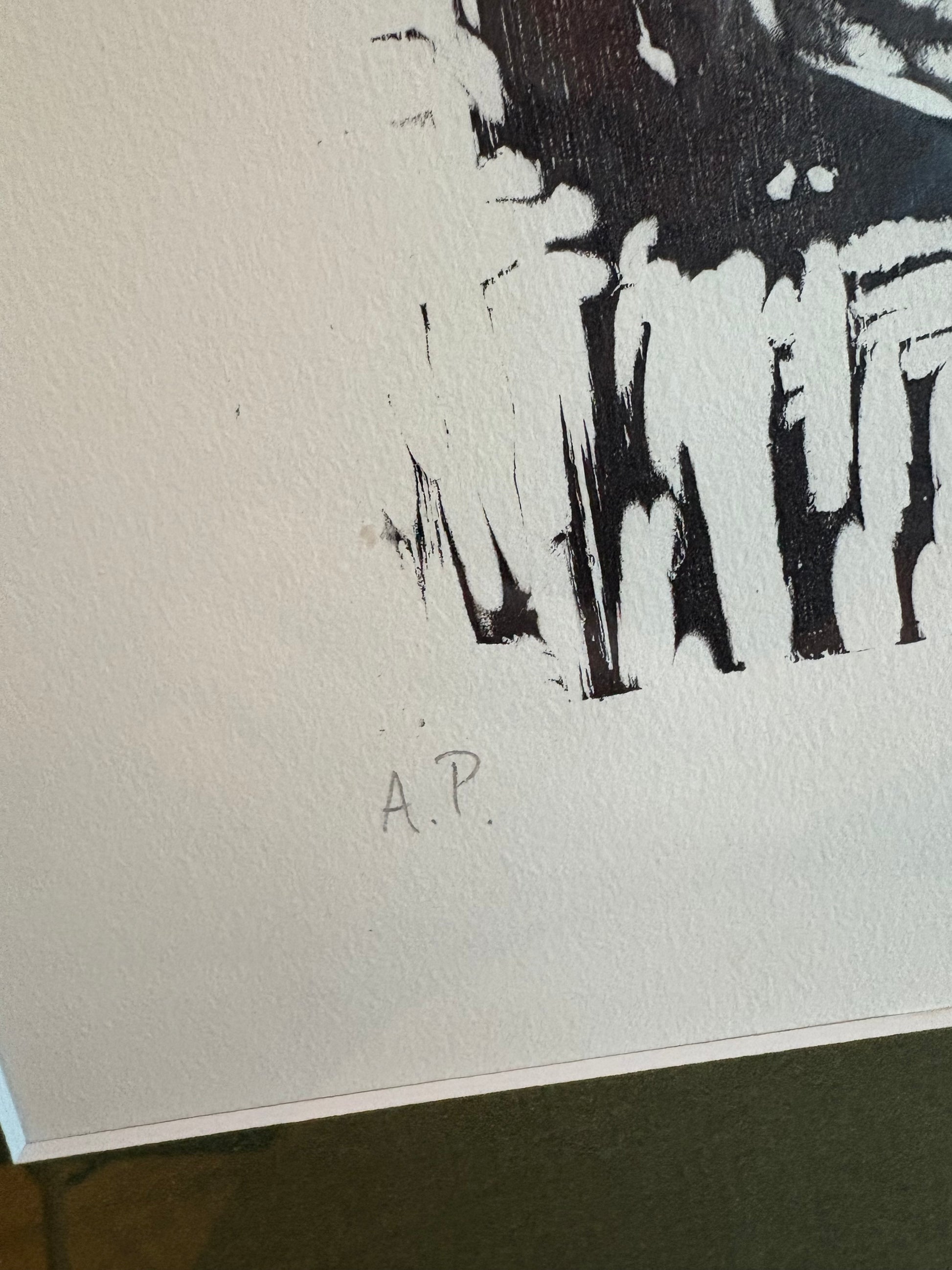 1985 Original Paul Peisley linocut print, signed, artist's proof, portrait