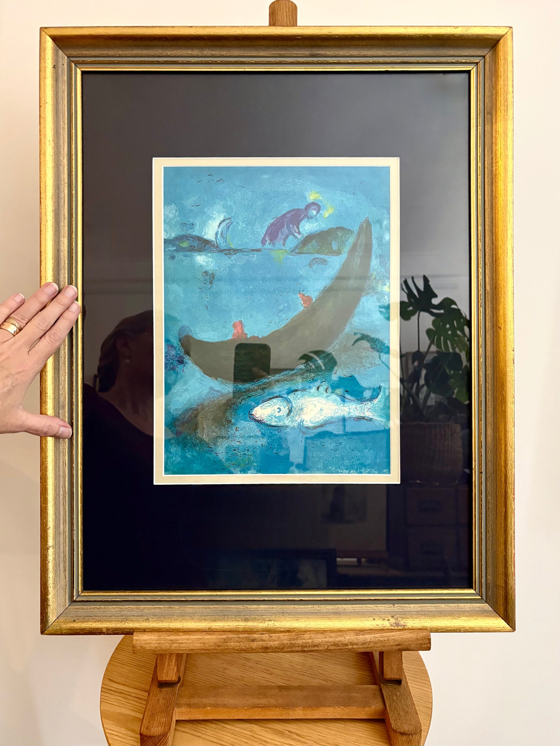 1970s vintage lithographic print, Marc Chagall "Daphnis and Chloe", framed art, Mid-Century
