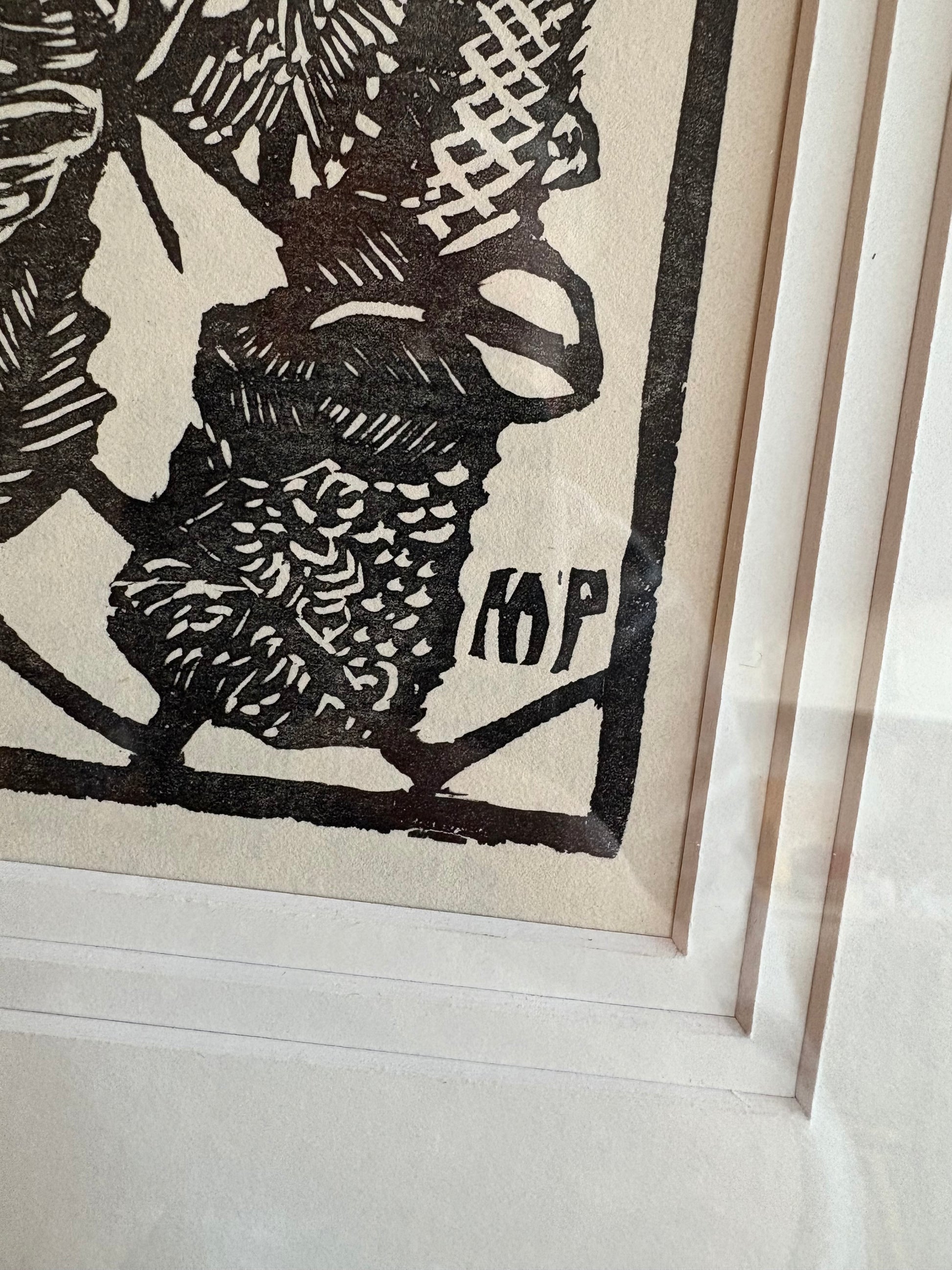 1932 Original Margaret Preston woodblock print, “Banksia”, framed antique vintage art