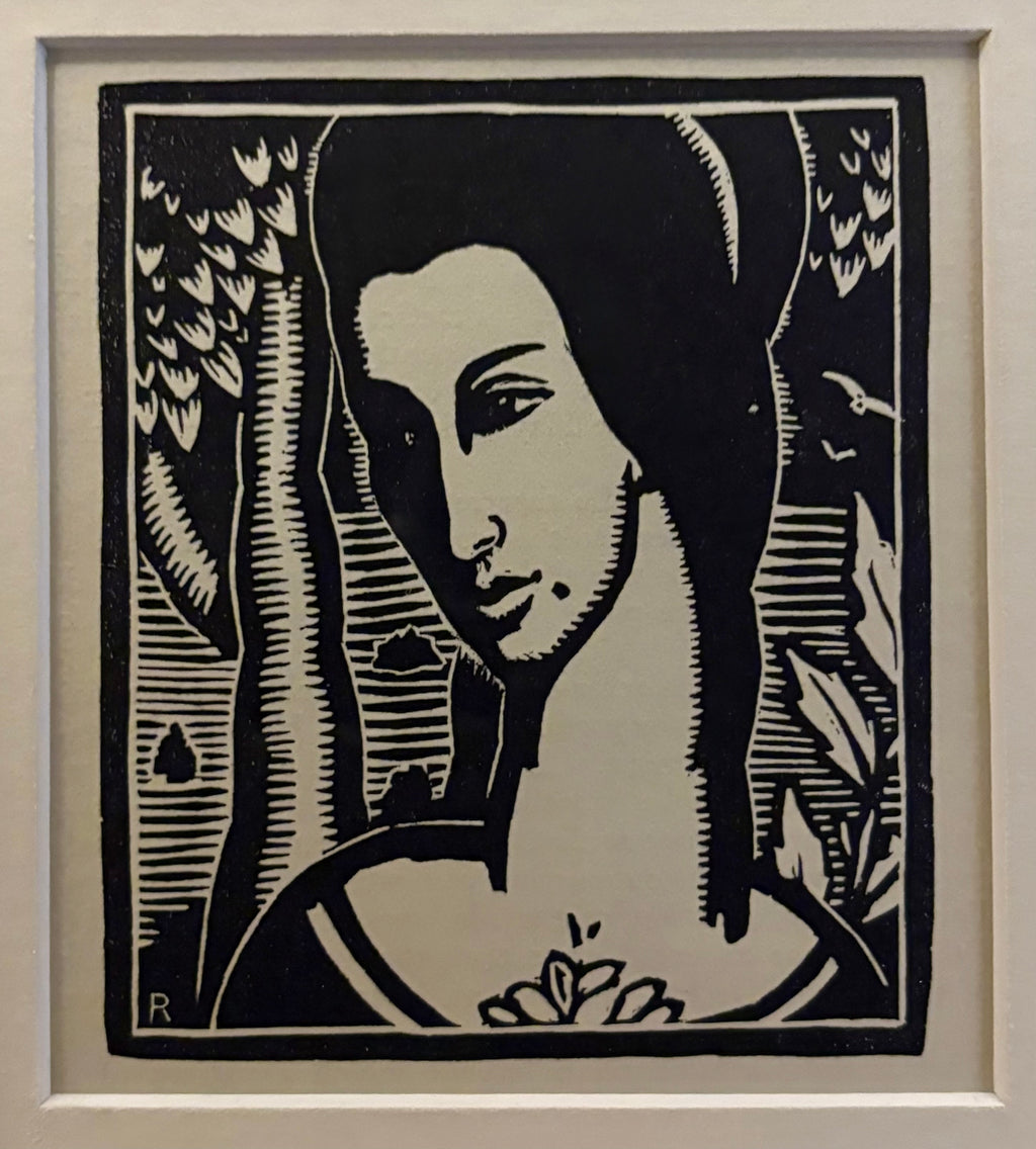 1934 Antique Art Deco print, Rex Wood, after the linocut, framed vintage art