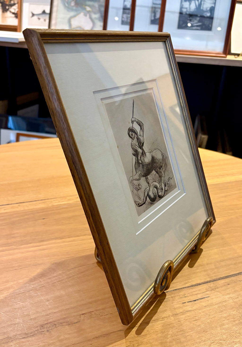 1920s Antique print, Odilon Redon, French, Centaur, vintage framed art