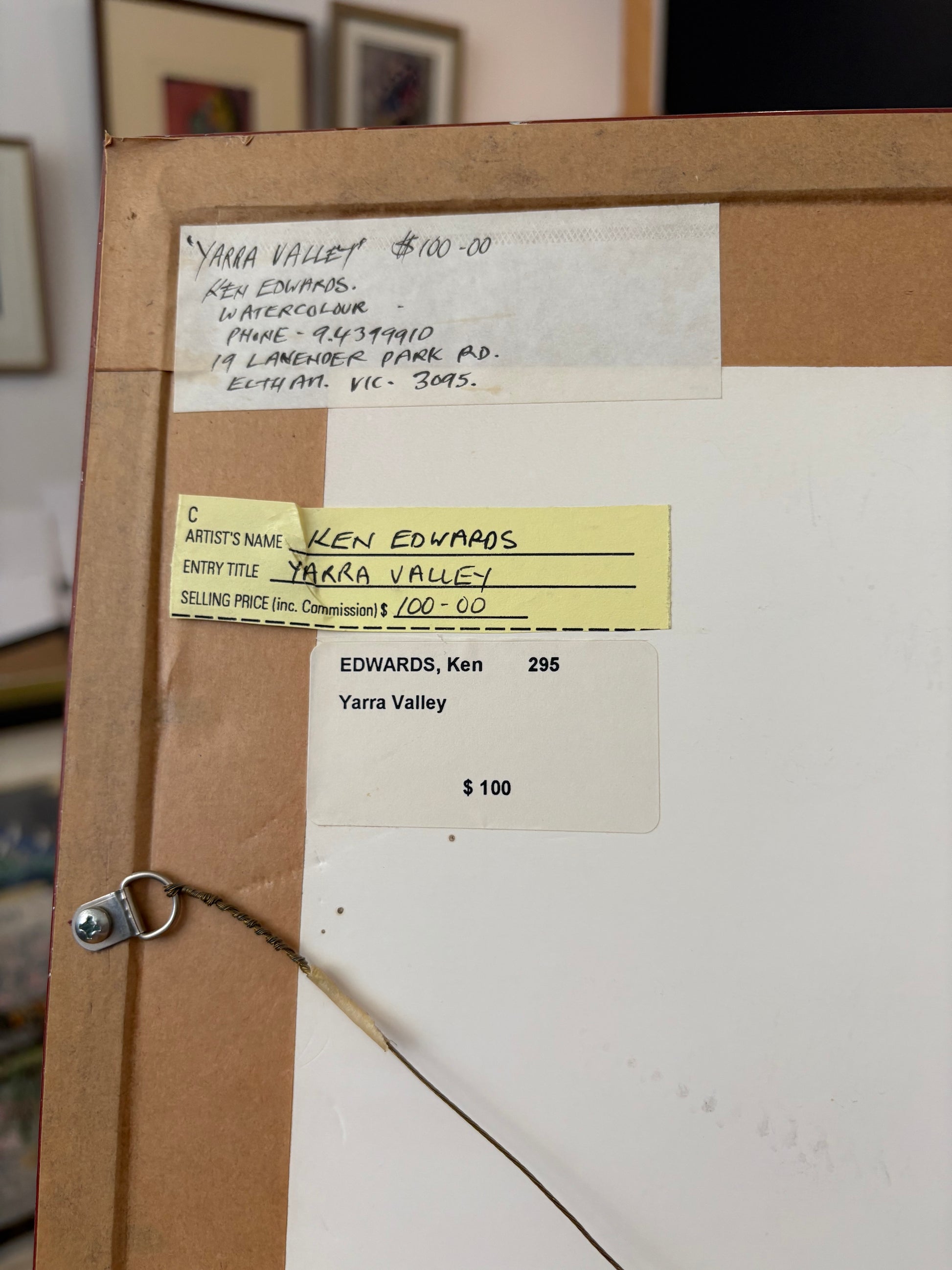 Original watercolour painting, Yarra Valley, Ken Edwards, vintage framed art