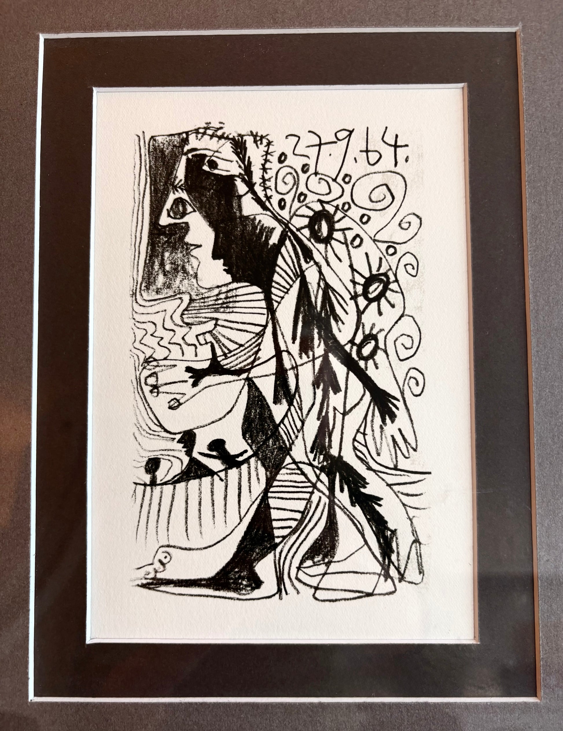 Limited Edition 634/666 Picasso lithographic print, framed mid century art, Cubism