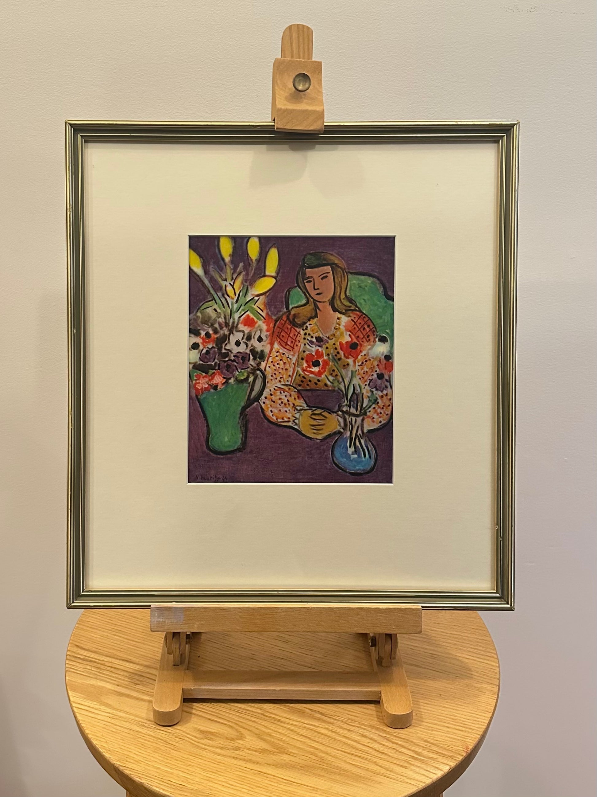 1939 Vintage Henri Matisse fine art print, portrait, framed art, mid-century wall art