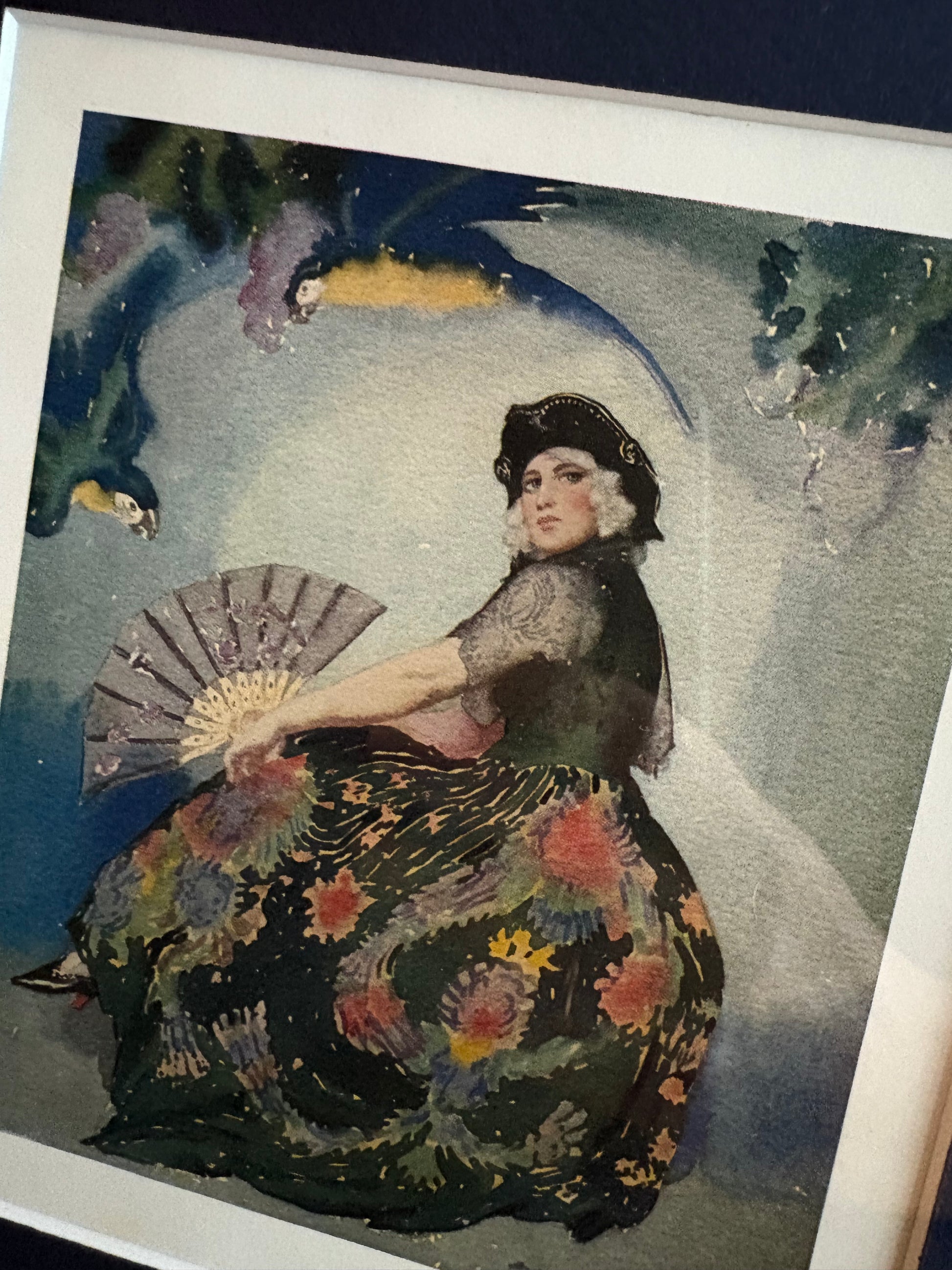 1930 Genuine antique print, Norman Lindsay, "Casanova Lady", Art Deco, framed vintage art