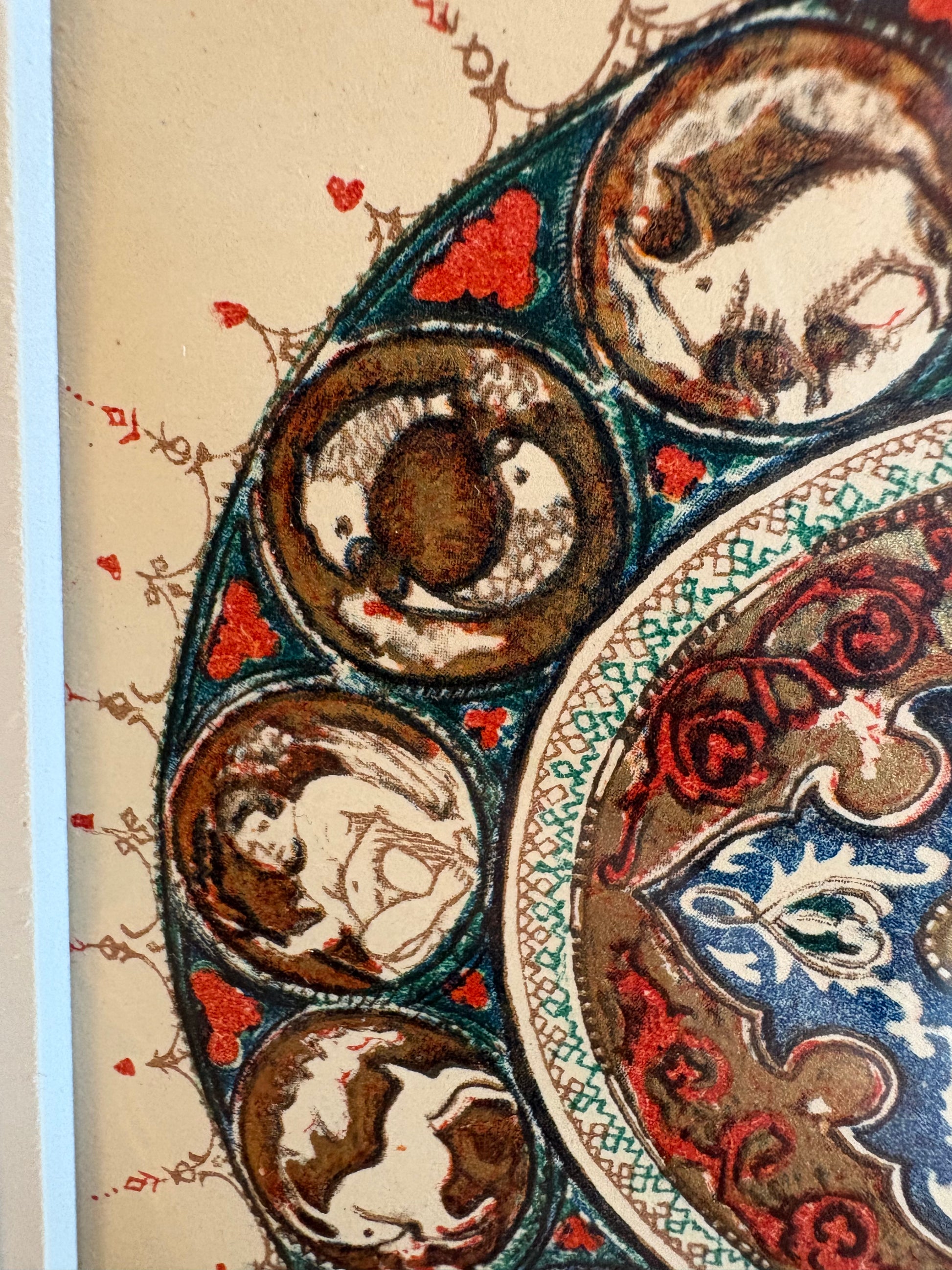 1925 Mariette Lydis gilded offset lithograph, “Zodiac”, mandala, framed art, antique