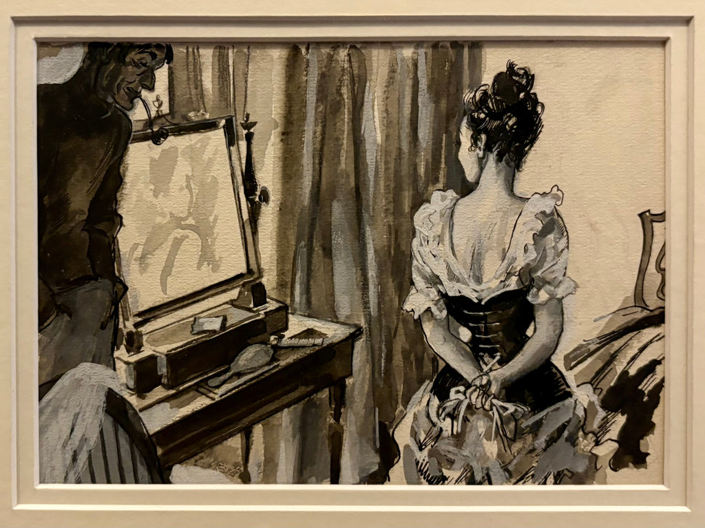 1940s original black and white illustration, Steven Spurrier, framed vintage art