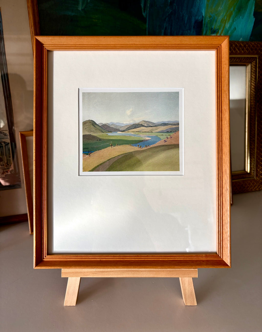 1920s Antique print, “Yass Landscape”, Elioth Gruner, Australian framed artwork