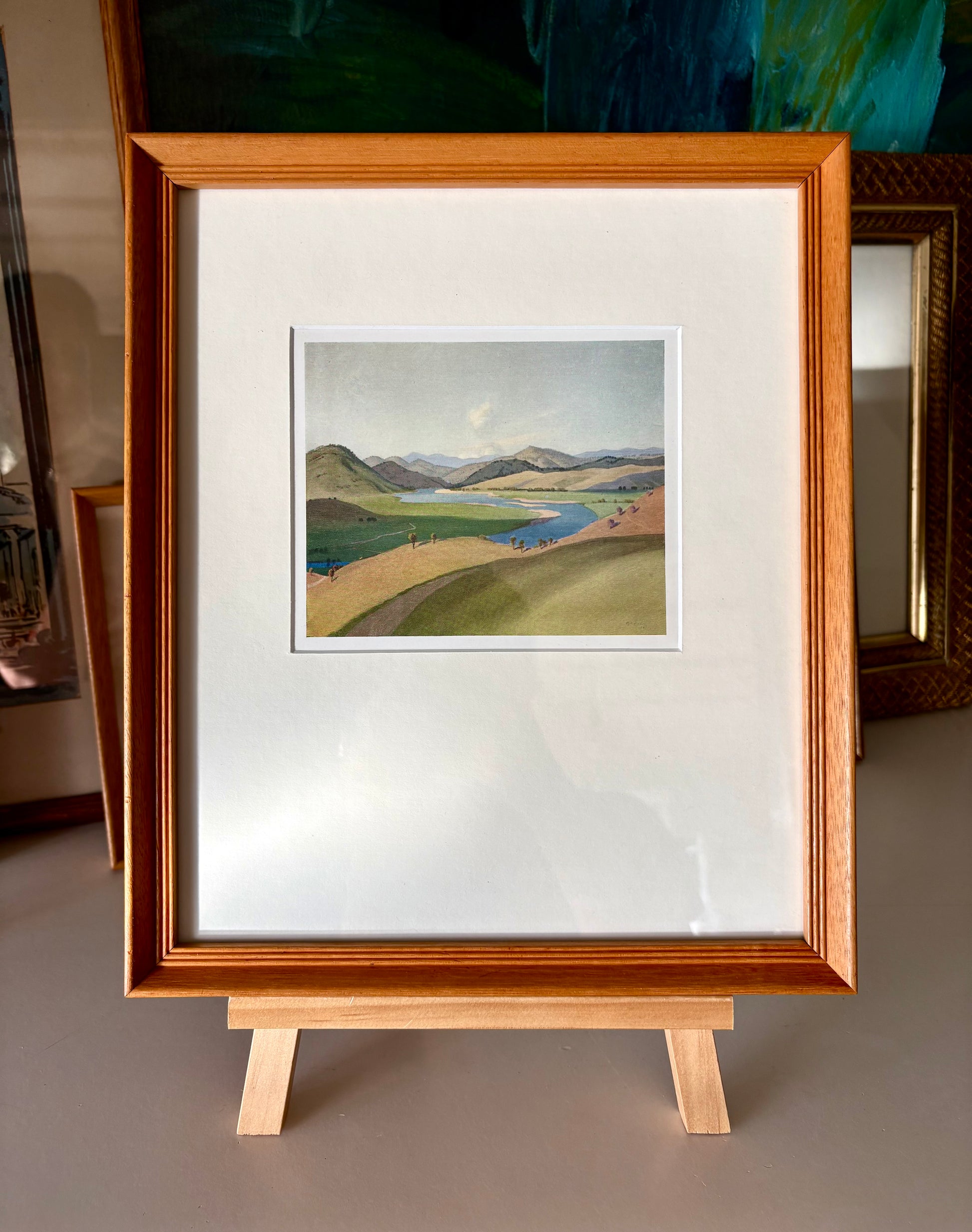 1920s Antique print, “Yass Landscape”, Elioth Gruner, Australian framed artwork