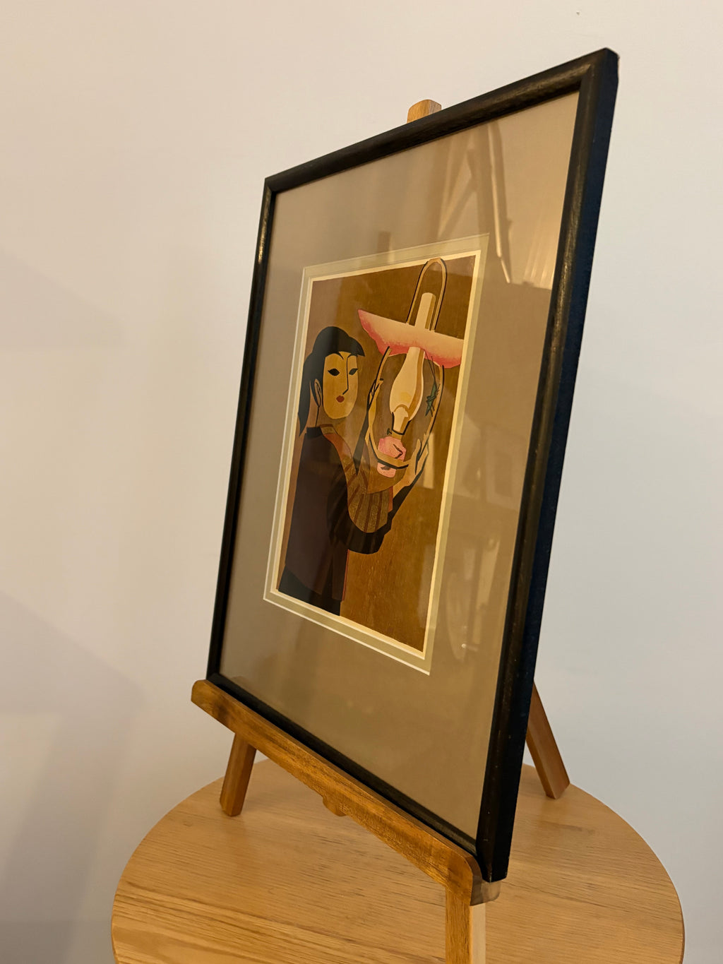 Mid Century Japanese print, 1960s reproduction, framed vintage art