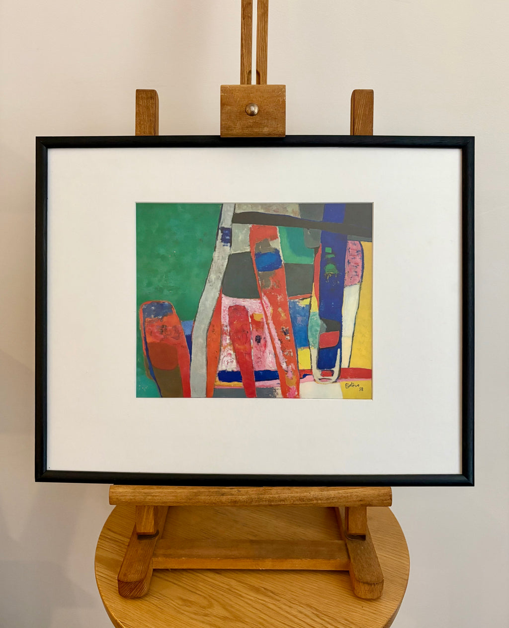1960s Abstract print, Maurice Esteve, Mid-Century, framed art, French, vintage