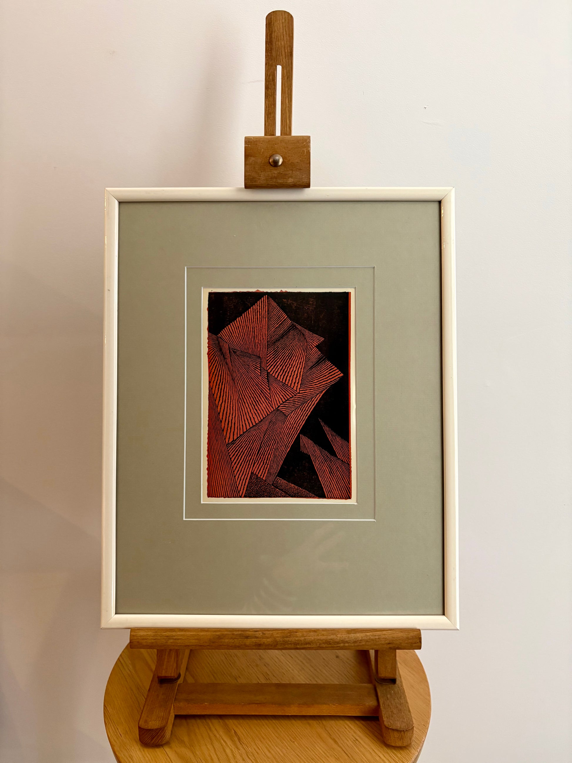 Mid Century Japanese print, 1960s reproduction, framed vintage art