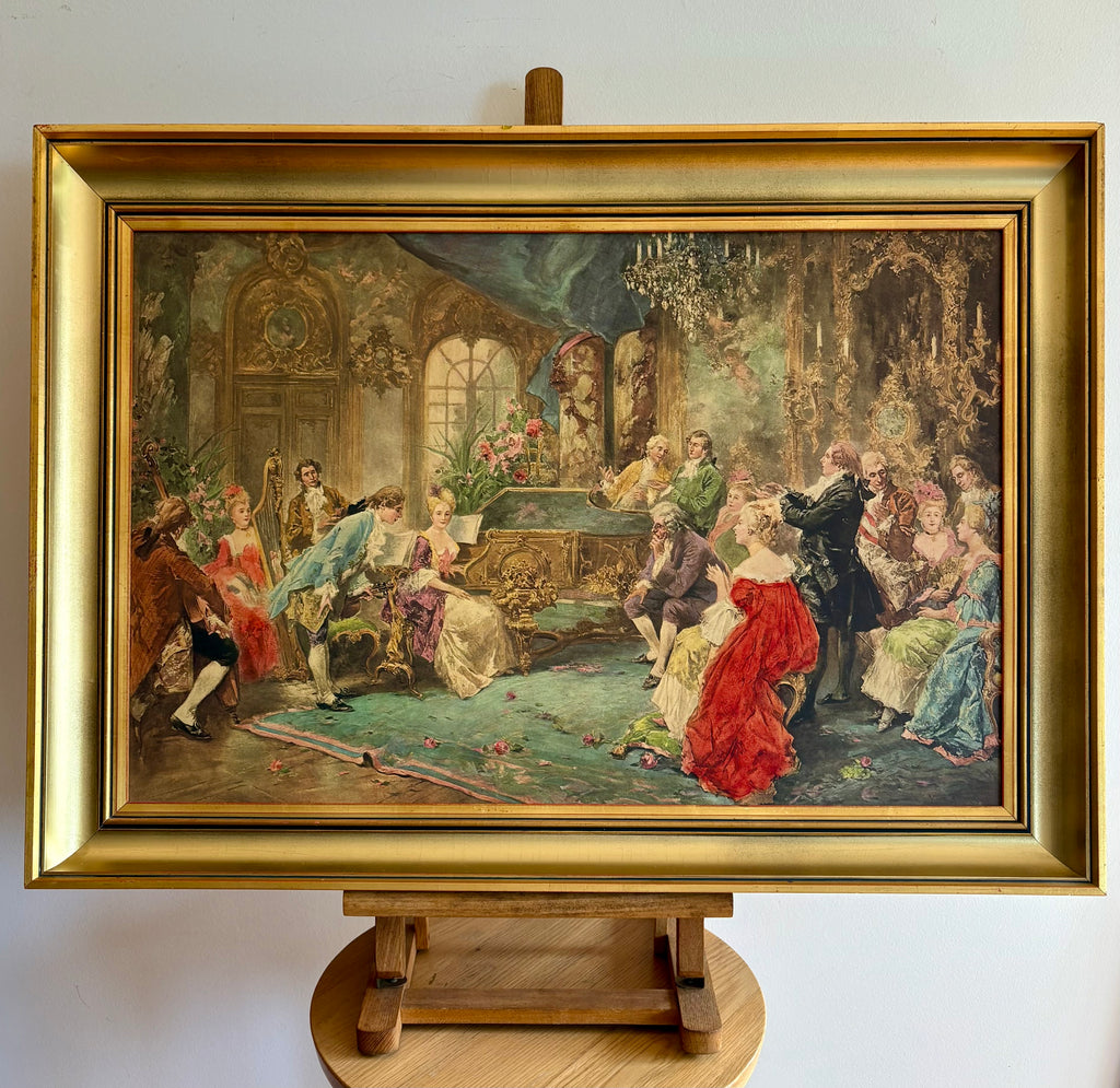 Vintage framed print, “Mozart at the Court of Marie Antoinette", Vicente García de Paredes
