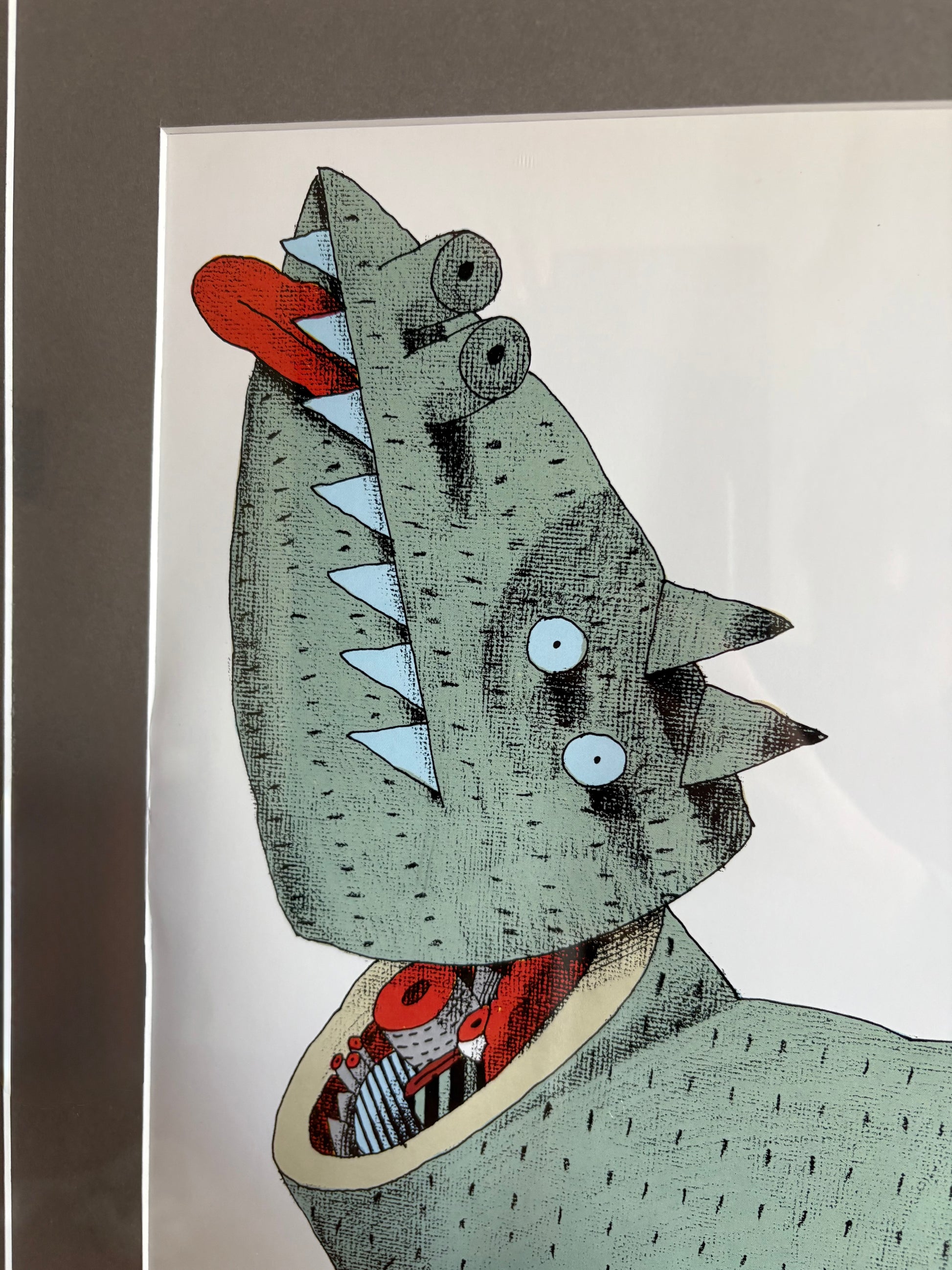 1979 Alexander Stitt limited edition lithographic print 58/350, dog, framed vintage art