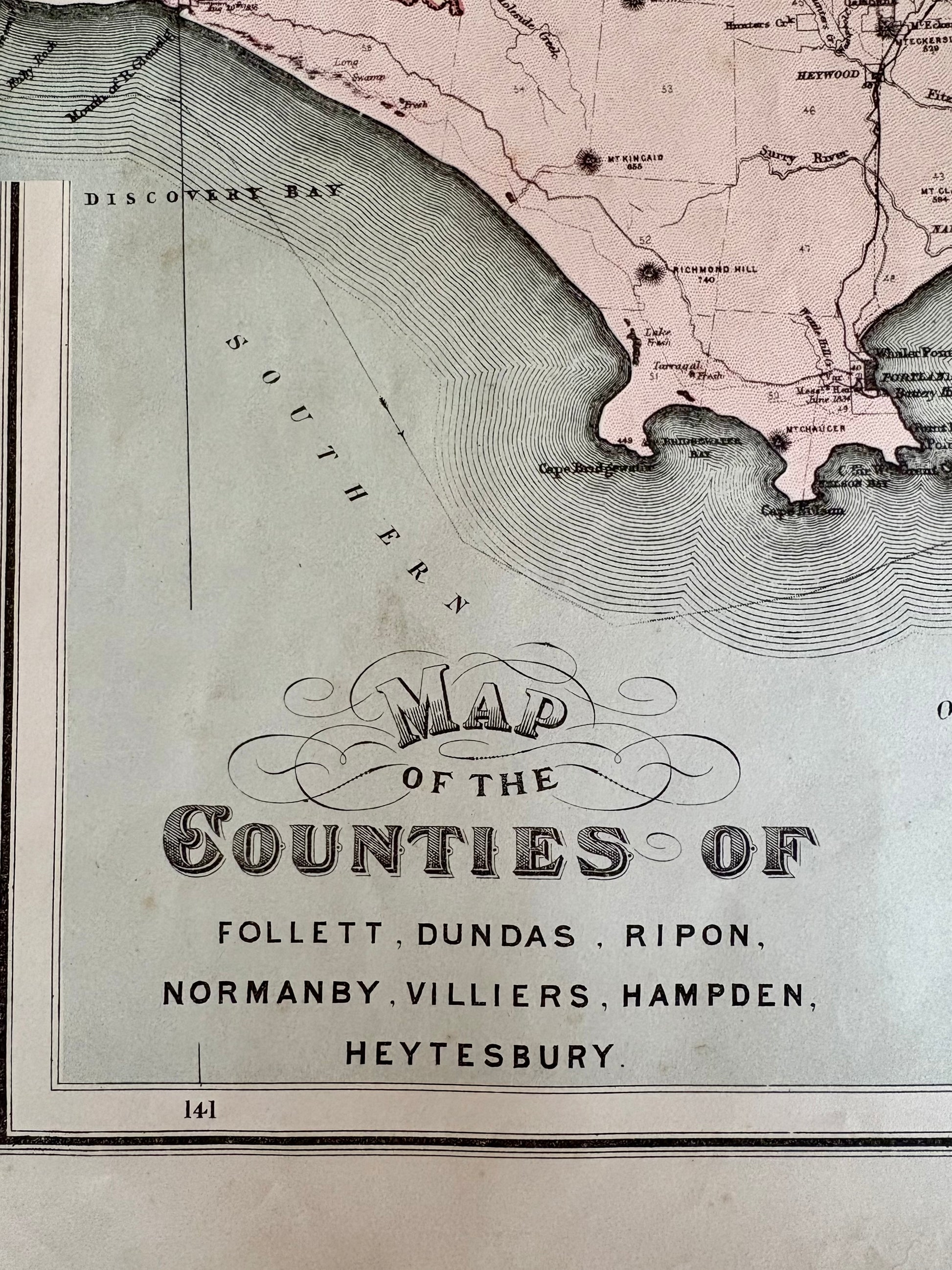 1886 genuine antique large map of Victoria, John Sands, Counties