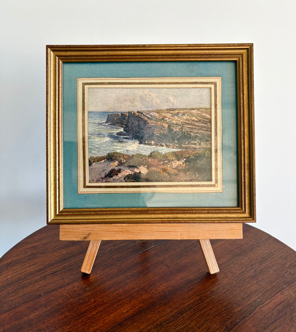 Antique miniature Australian landscape print, “Bronte Headland”, framed art