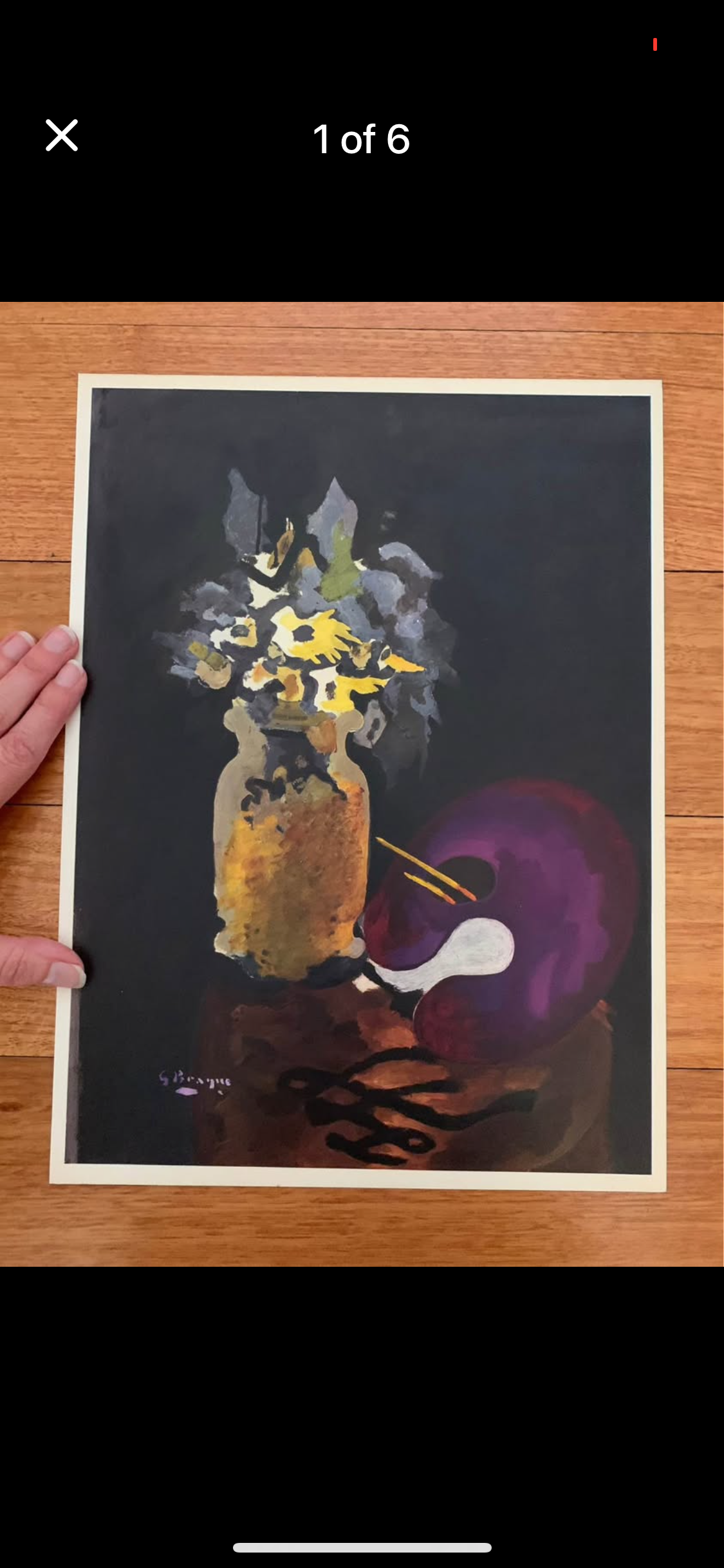 1955 Georges Braque, original lithograph, flowers, French, framed mid century art