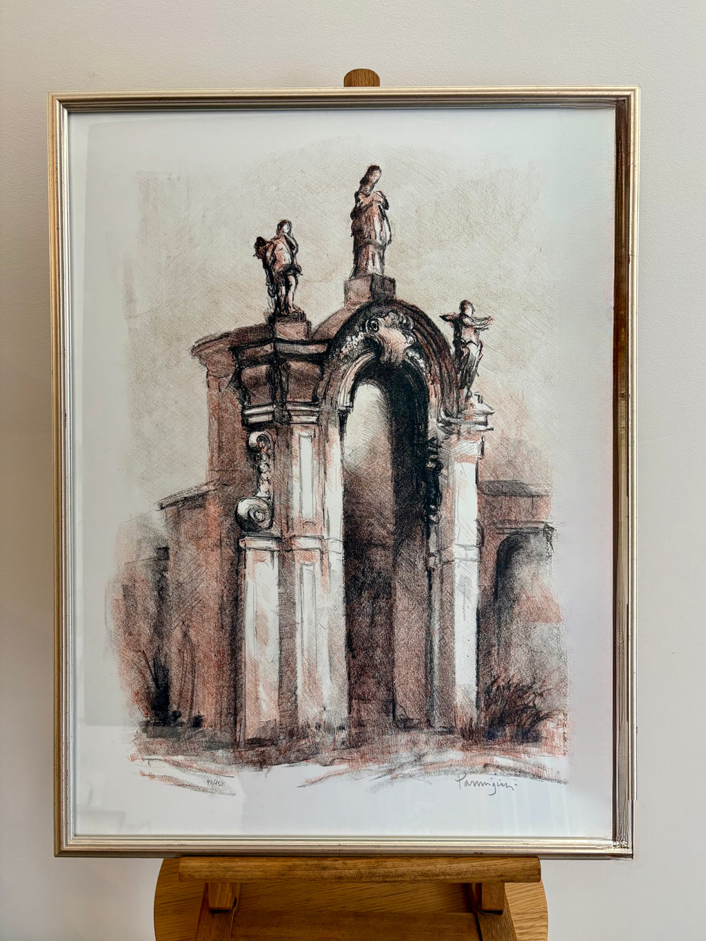 Original lithographic print, limited edition 93/150, Aldo Parmigiani, signed, framed art