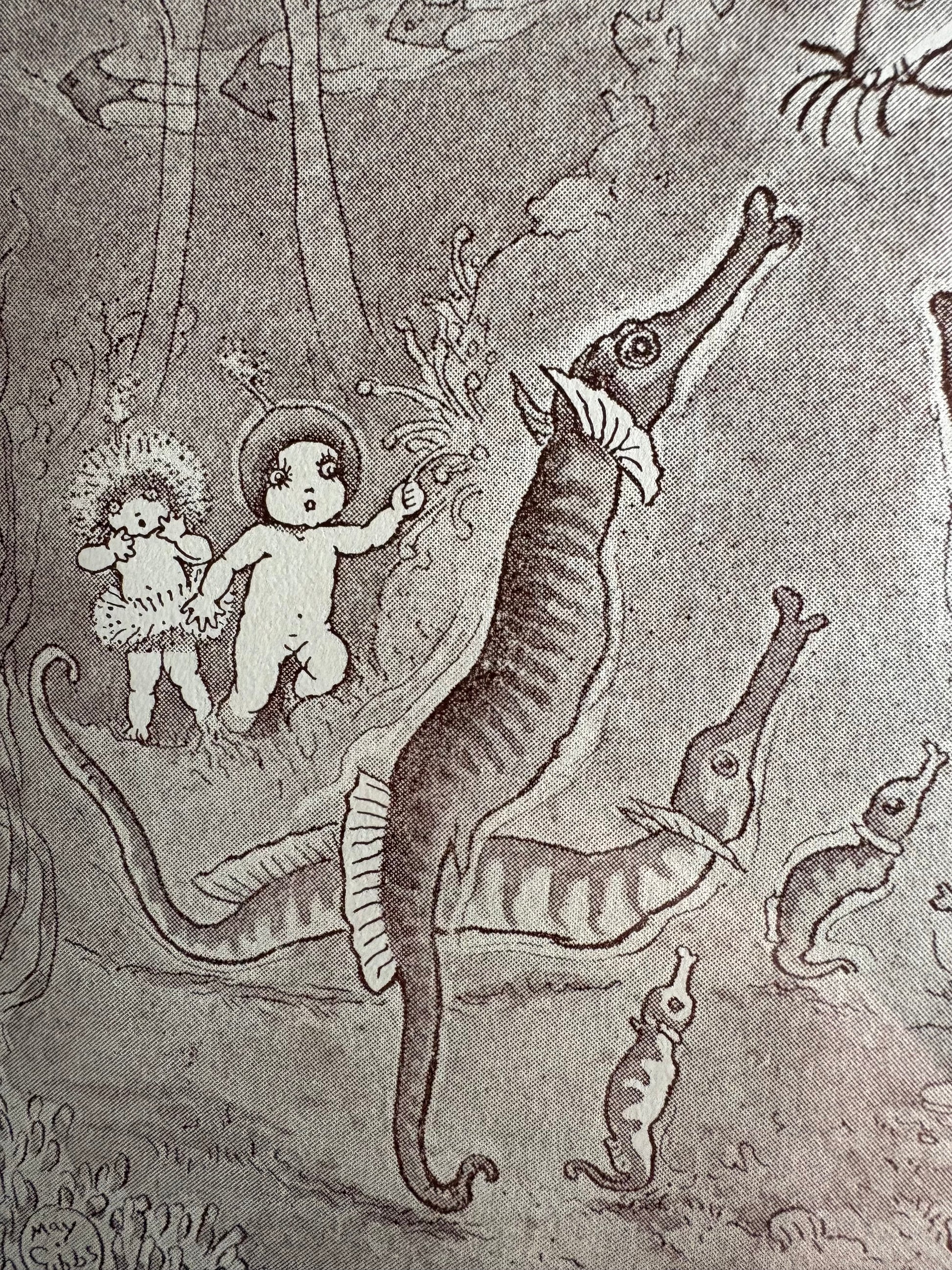 1948 Vintage prints, trio, May Gibbs, Snugglepot & Cuddlepie, framed art, gum nut babies