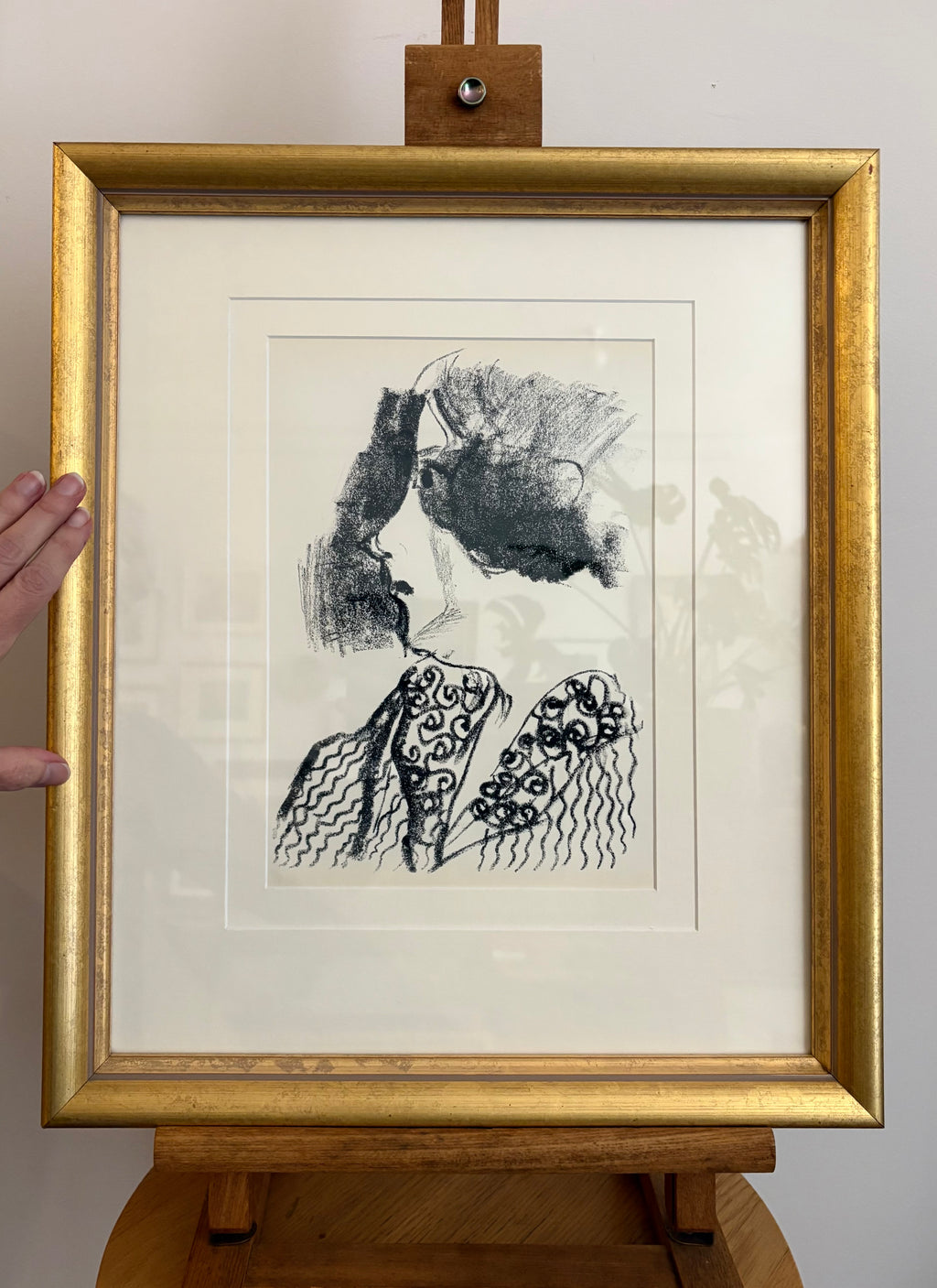 1950s vintage print, Marc Chagall, portrait, framed art, Mid-Century