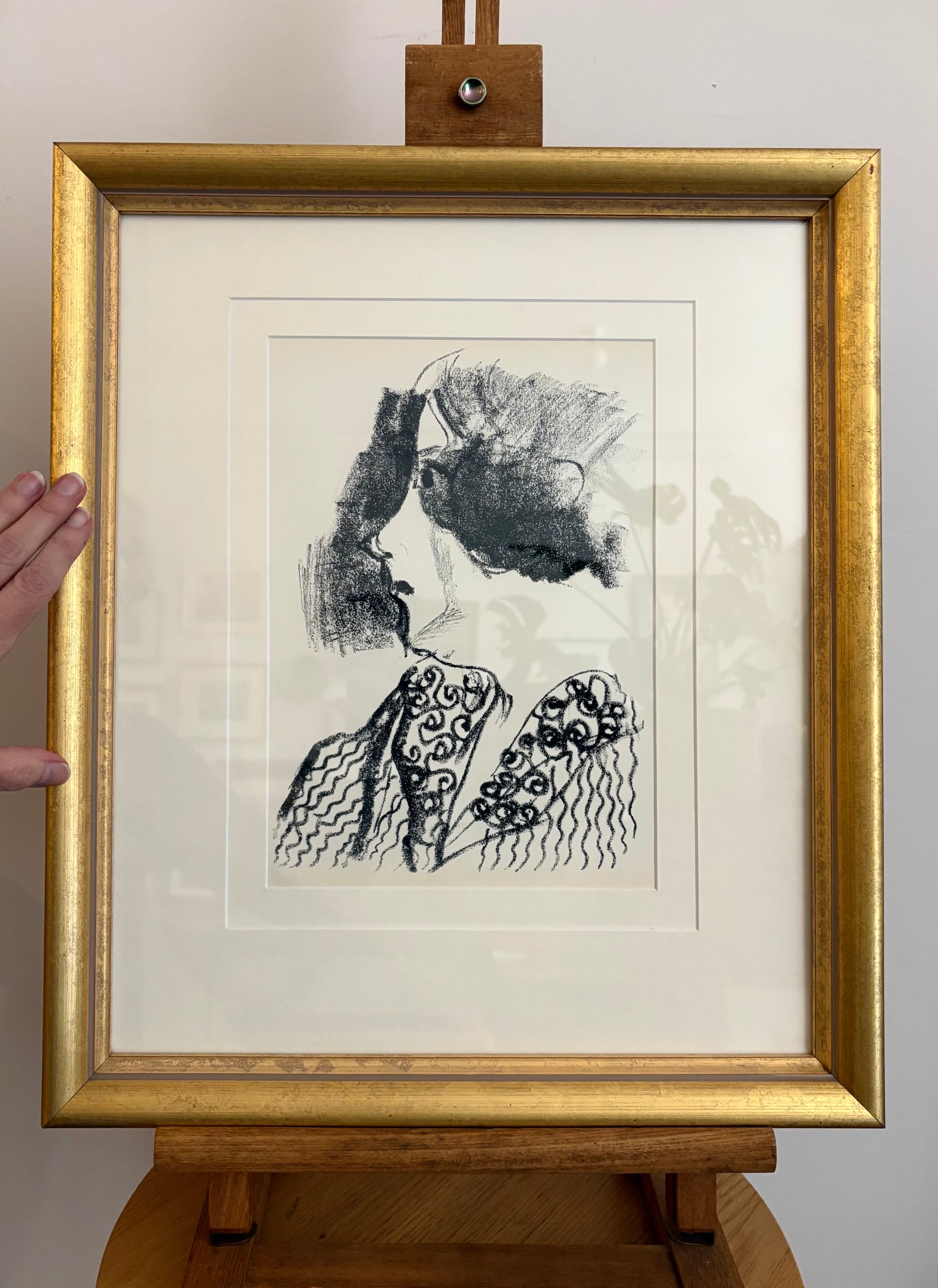 1950s vintage print, Marc Chagall, portrait, framed art, Mid-Century