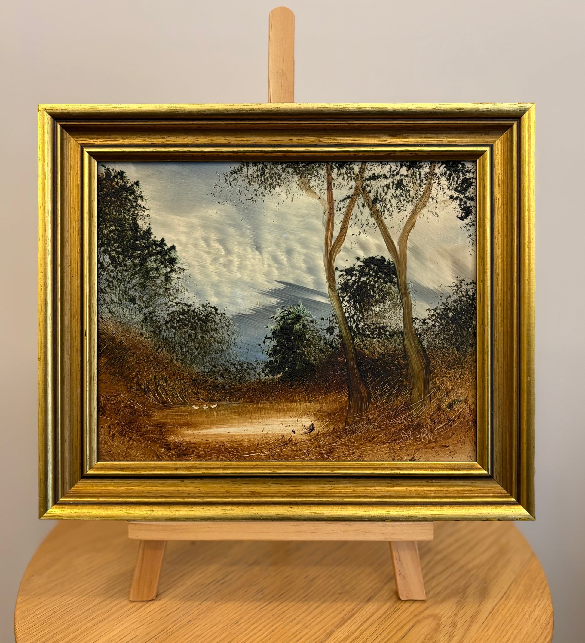 Original vintage Jim Crofts landscape painting, framed Australian art